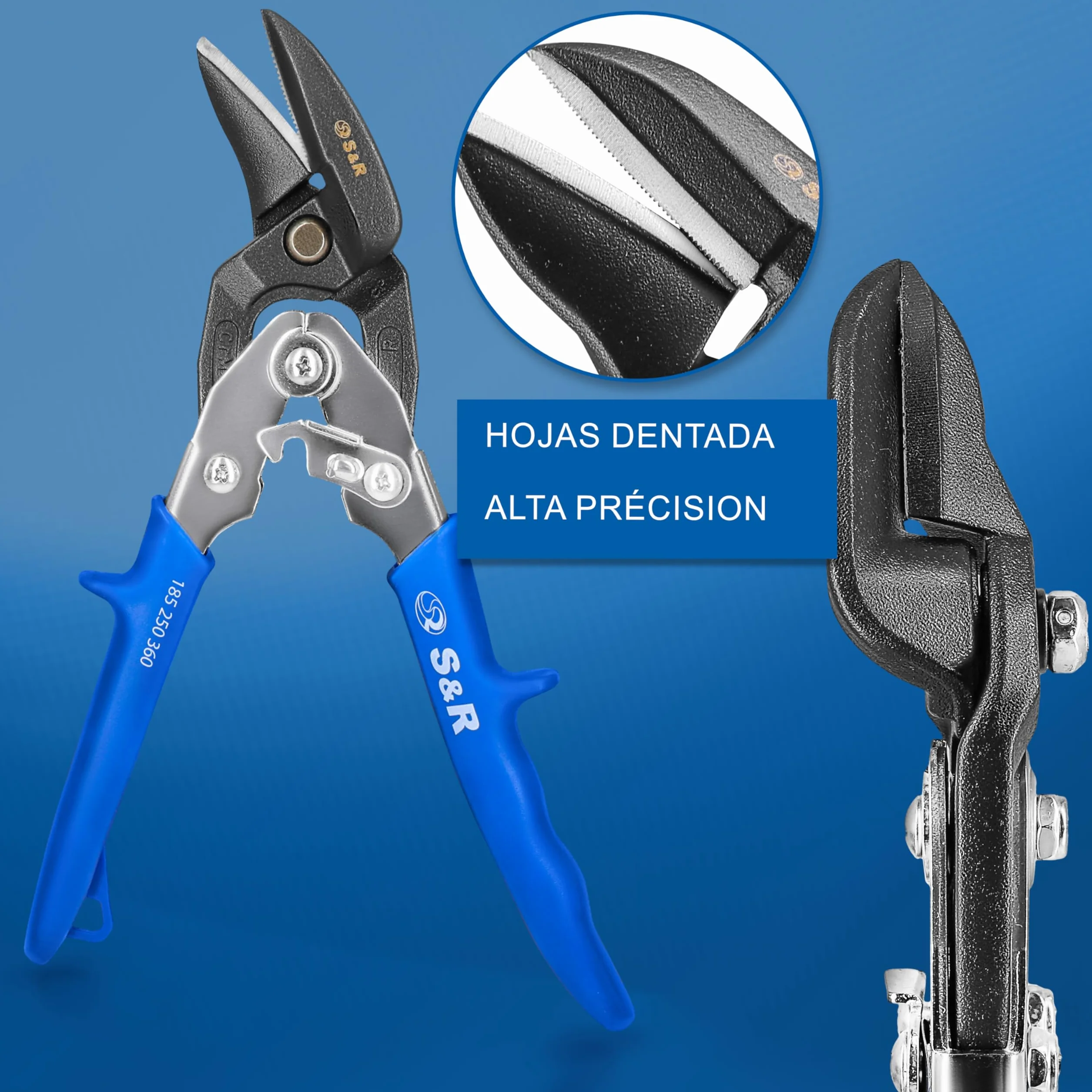 S&R Tijeras Cortachapas 260 mm - Tijera Pladur Corte a la Derecha para cortar Metal - Tijeras de Hojalatero