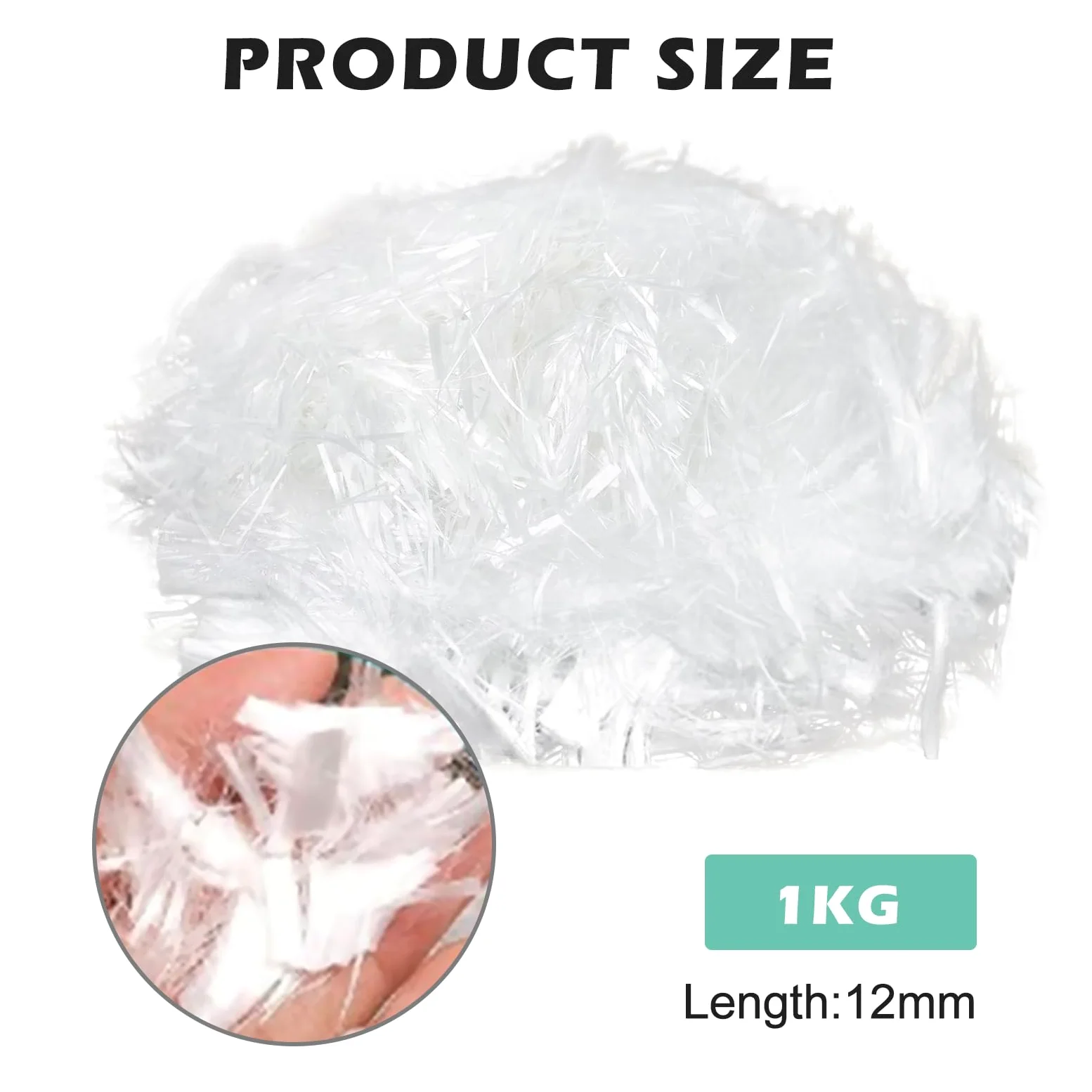 1 kg de fibra de polipropileno, refuerzo y resistencia de fibra de polifibra, fibra de polipropileno para hormigón, mortero, yeso, mortero de cemento, evita la formación de grietas, reduce el