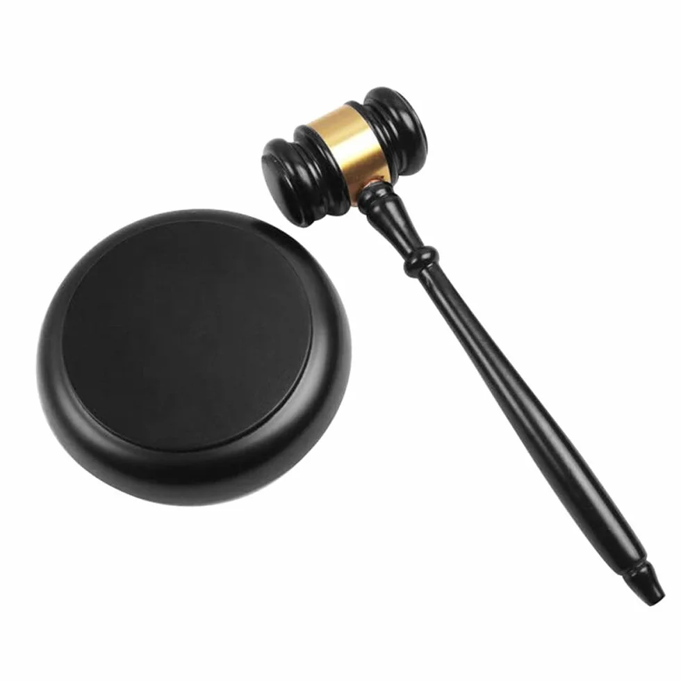POFET Juego de mazo y Bloque, mazo de Madera con Acabado Antiguo Hecho a Mano y Bloque de Sonido de Martillo Redondo, jueces, Abogados, reuniones, subastas y Regalos