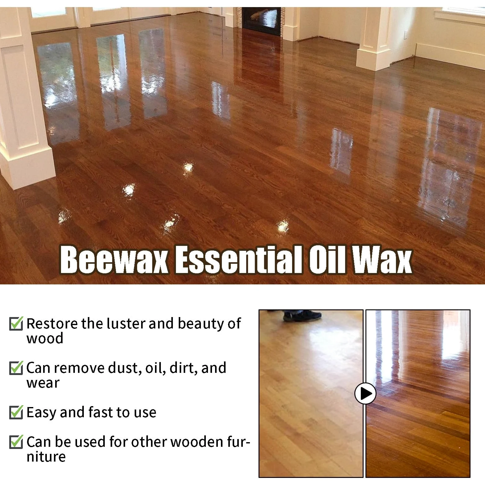 Cera de Abejas Pulimento para Muebles de Madera,cera para madera,Limpiador En Aerosol De Cera De Abejas,para el Cuidado de Muebles y Protección de Madera para Interior y Exterior (Spray-2pc)
