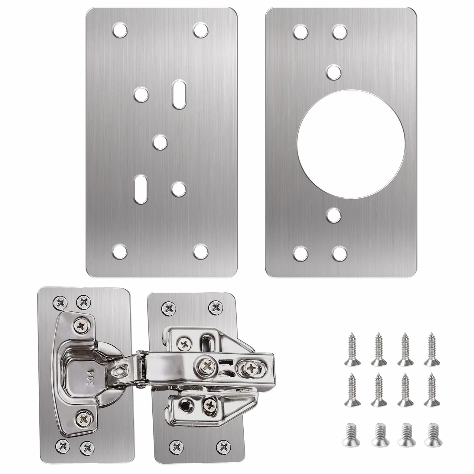 Flintronic 2 Piezas Placa de Reparación de Bisagras de Acero Inoxidable con Tornillos