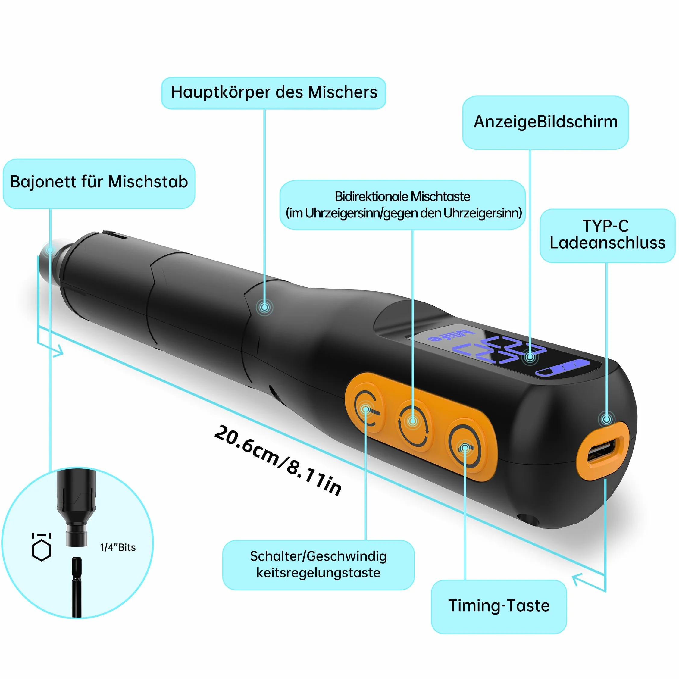 Mlife Mezclador de Resina Mejorado, Agitador Eléctrico de Resina Epoxi, Mezclador de Pintura y Mezclador Temporizado de Resina Epoxi para Resina Epoxi, Mezclado de Silicona, Moldes de Resina(Negro)