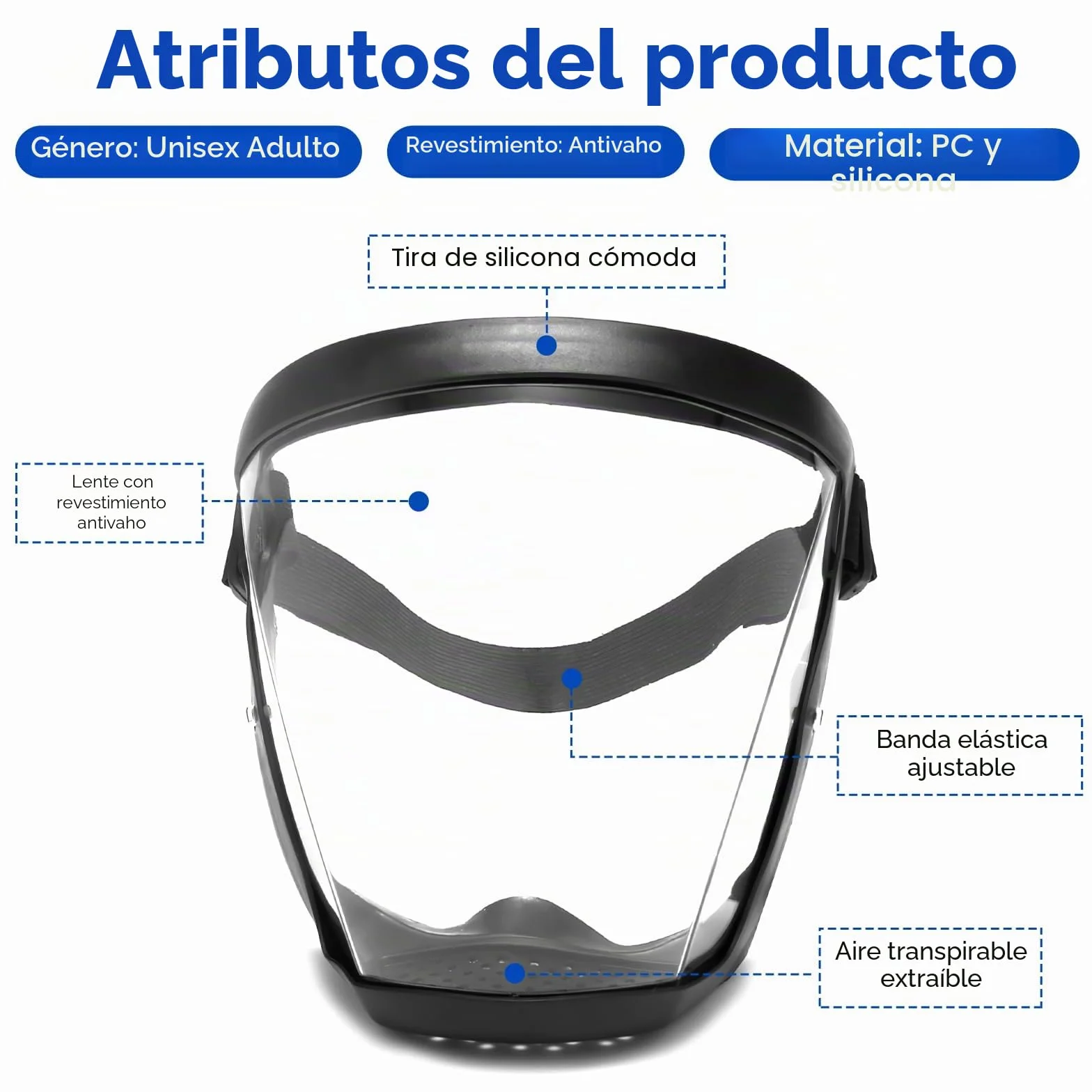 Máscara Deportiva Transparente de Protección Facial Completa