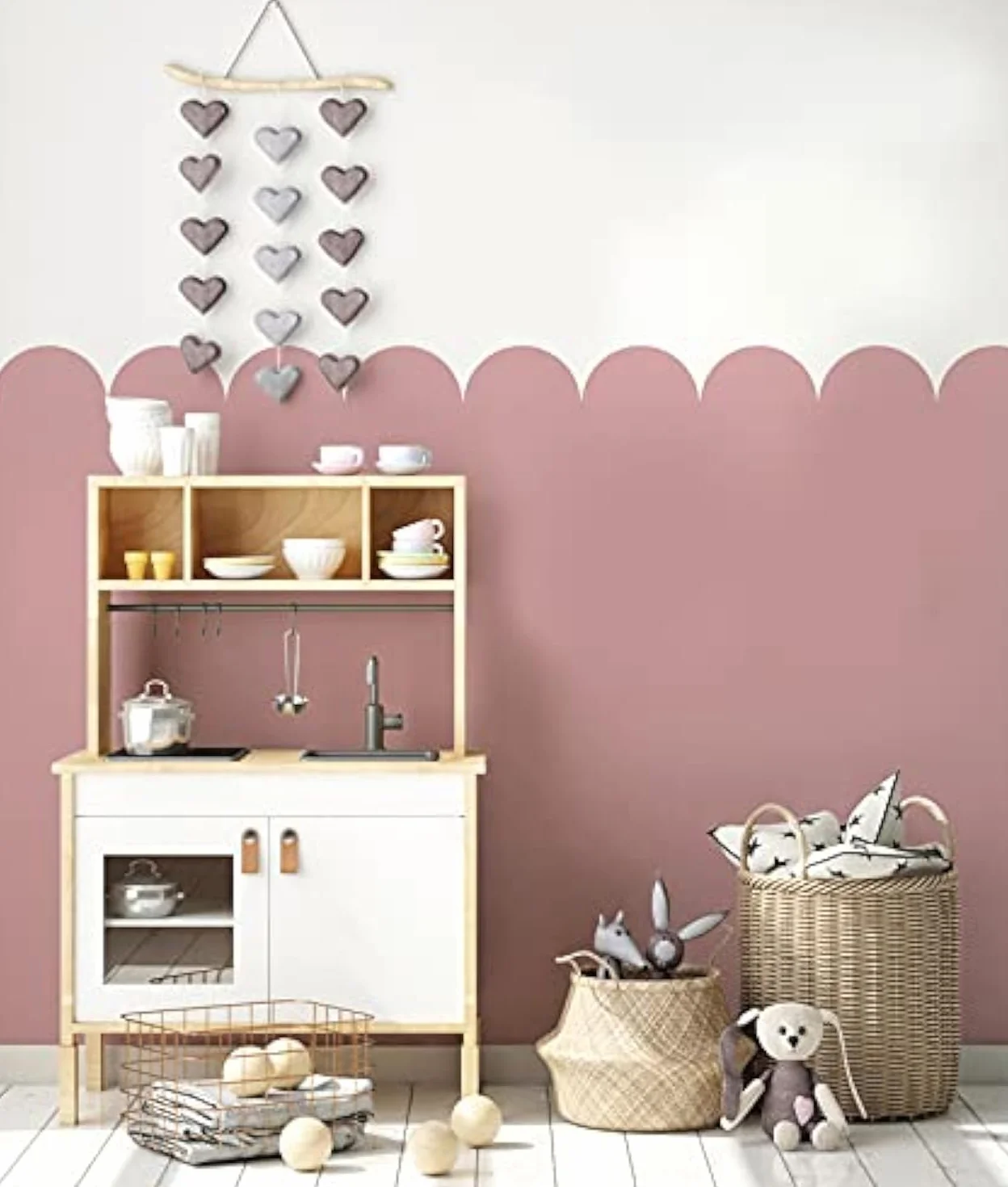 Ideal Stencils plantilla de pared con borde ondulado, tamaño L, 10 x 80 cm, plantilla Mylar reutilizable para pared, piso, tela, decoración de muebles