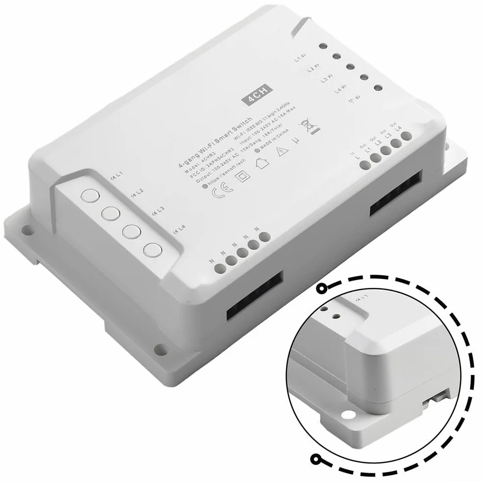 Módulo de interruptor de luz inteligente inalámbrico, control RF 4 canales para Sonoff 4CH R3 y 4CH PRO R3, Alexa Home, blanco