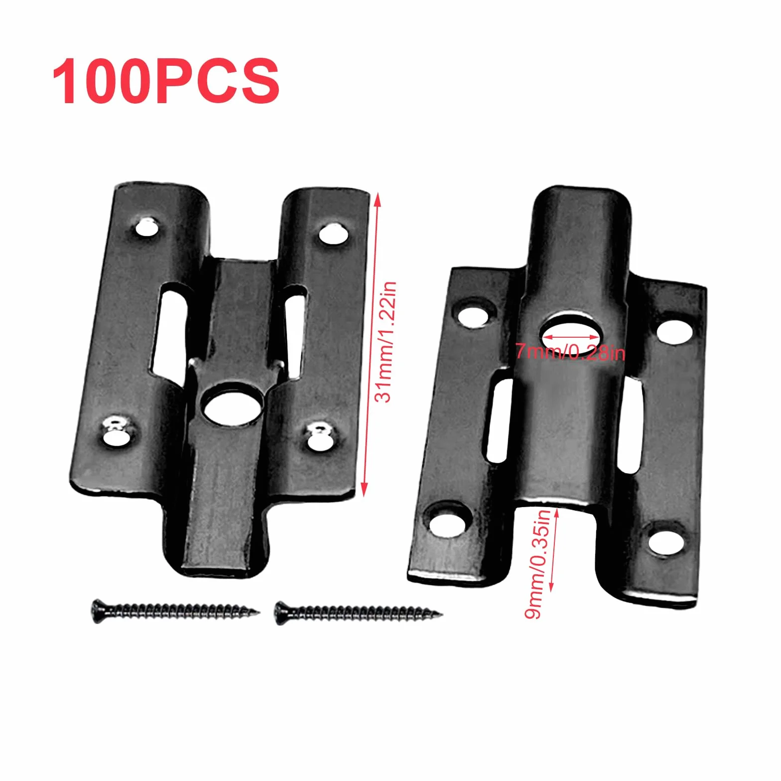 100 clips de acero inoxidable para terraza, 6/7/8/9 mm, clips de fijación ocultos, con 100 tornillos para WPC/BPC, cierre de suelo de madera de bambú, color negro (9 mm)