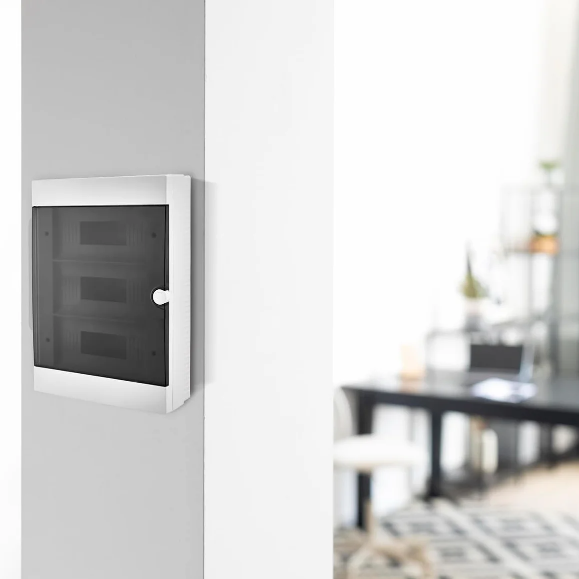 Lion Electric Armario de 2 filas, caja de fusibles de 24 módulos, color blanco, para interruptor de instalación eléctrica IP40, caja de distribución con riel y puerta transparente para todos los