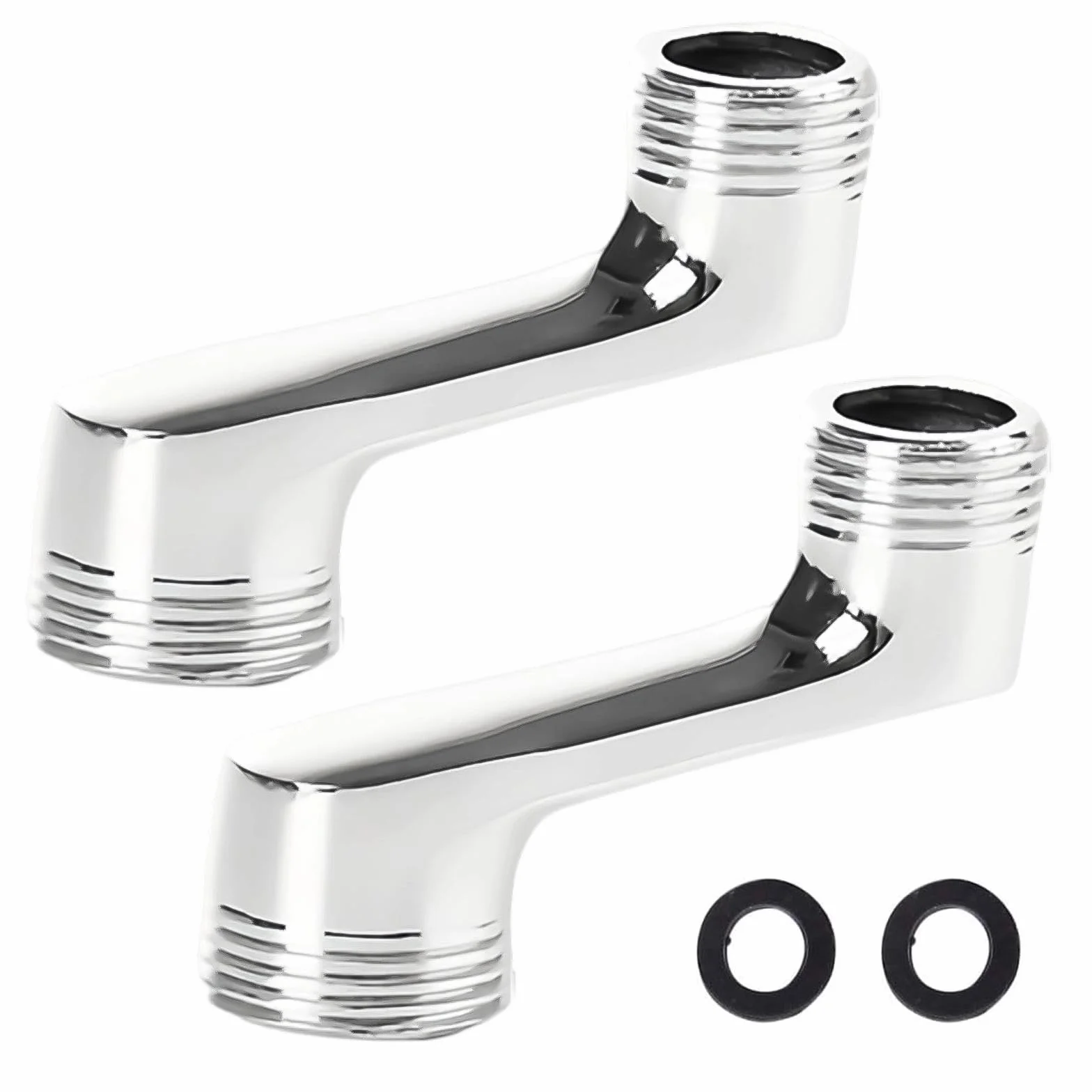2 Piezas Excentricas Grifo, Latón G1/2 a G3/4 Conexión de Grifo en S, 42 mm de Desplazamiento, Plateado Adaptador para Ducha Ajustable, para Instalación y Ajuste de Grifos de Ducha