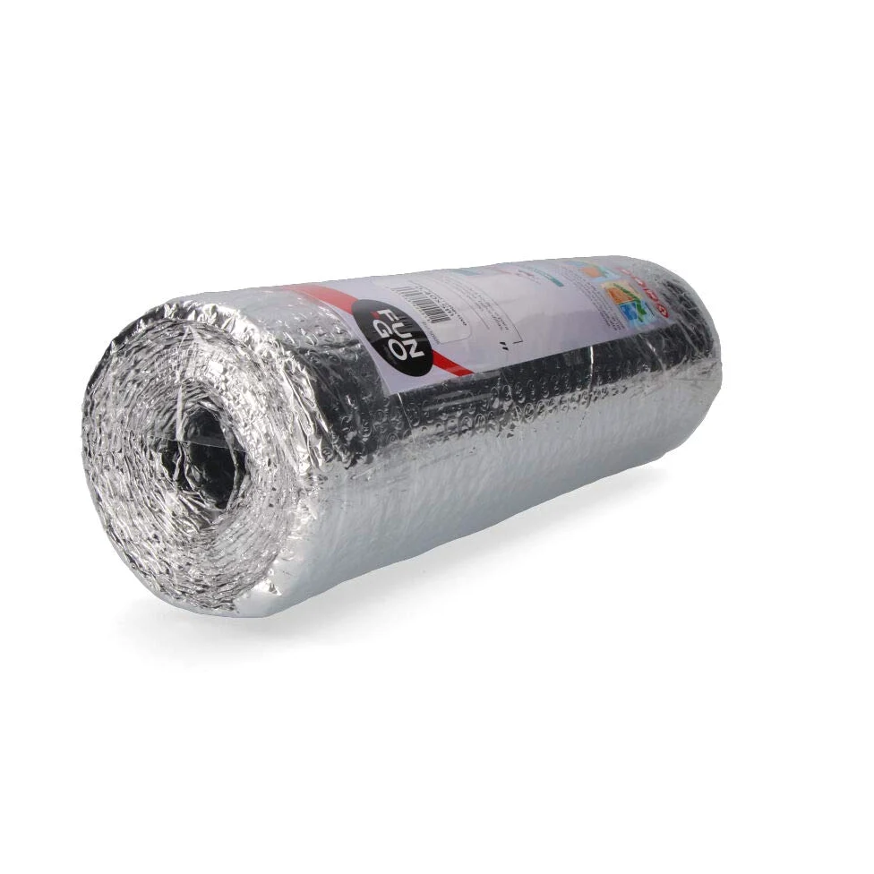 Aislamiento térmico reflectante multicapa 0.4x5m, eficiente barrera contra la pérdida de calor, ideal para techos y paredes.