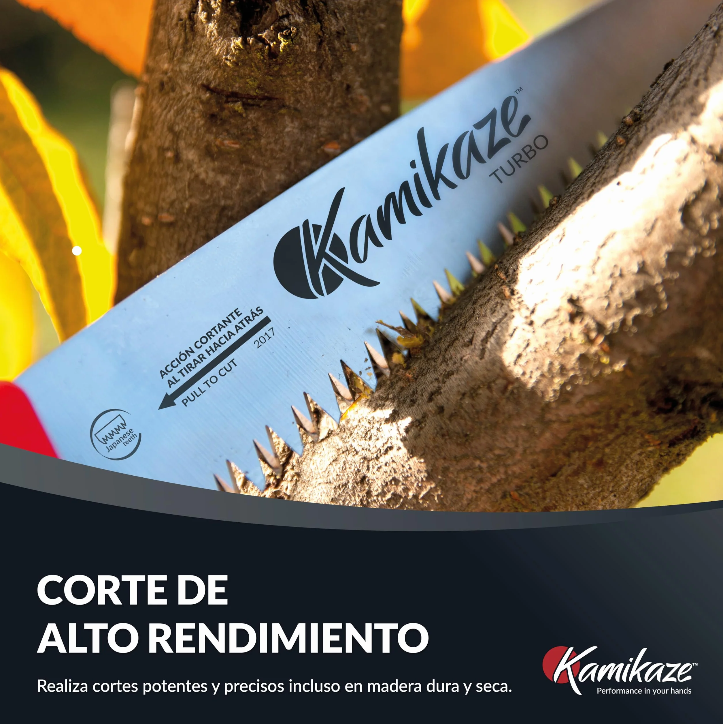 KAMIKAZE Serrucho de Poda Recto S-300H. Serrucho con Dentado Japonés de Hoja Recta 300mm. Sierra para Madera con Hoja de Acero SK-4 Rico en Carbono de Alta Durabilidad. Incluye Funda.