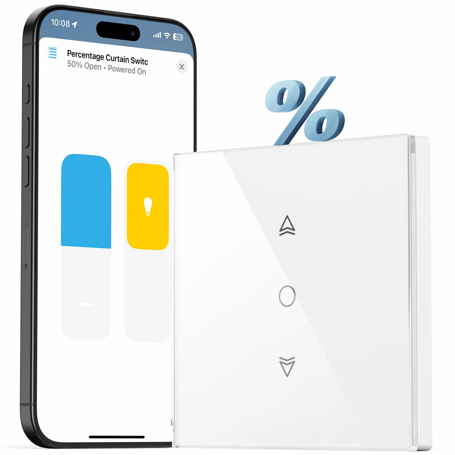 Maxcio Interruptor de persiana WiFi, Interruptor Inteligente Persiana LED Compatible con HomeKit, Alexa y Google Home, Calibración con un Solo Clic, Control de Porcentaje, Remoto y Control por Voz