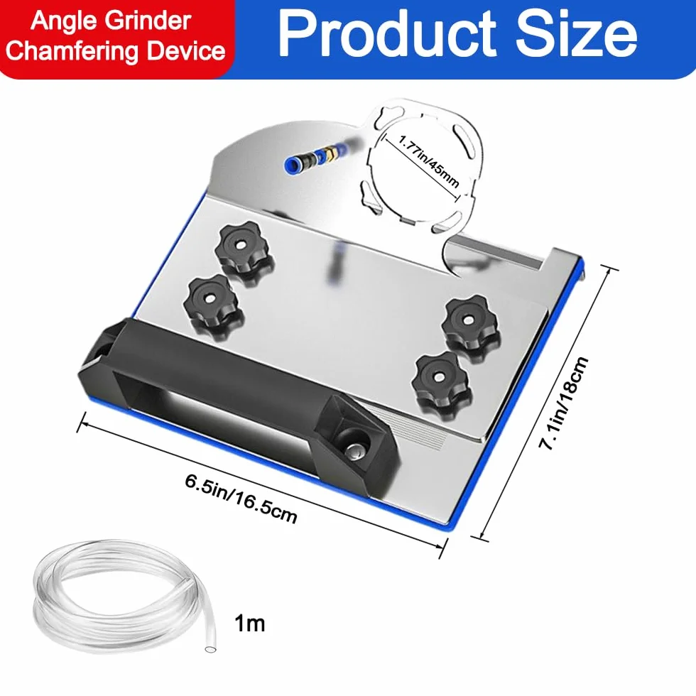 Soporte para Amoladora Angular, Soporte Amoladoras angular 45° con Tapa Antideslizante Ajustable Tipo 100 para Biselar Azulejos, Cerámica y Piedra, Accesorios para Amoladora Angular Agua de 1m
