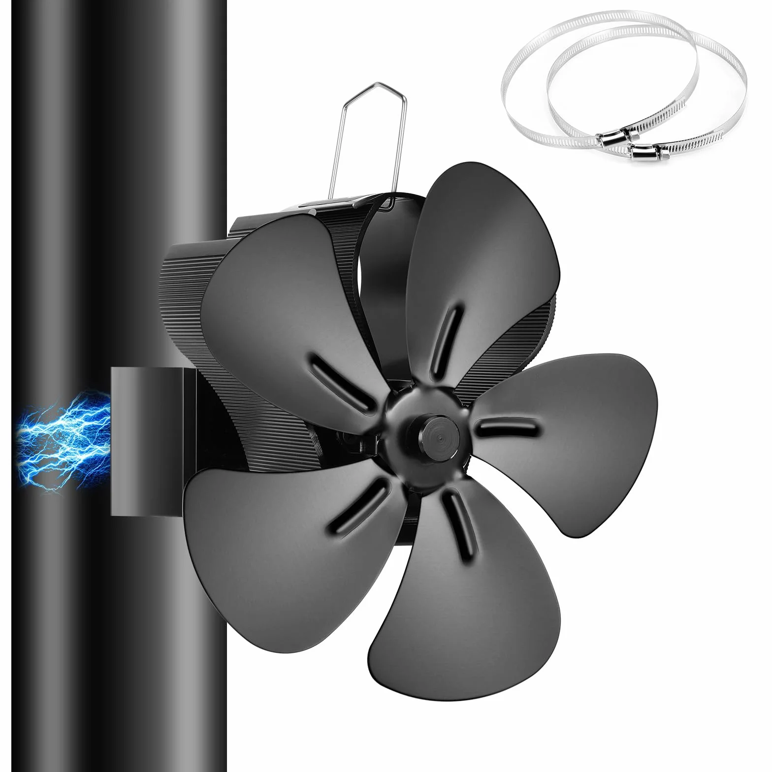 Ventilador Magnético para Estufa de Leña, Ventilador de Chimenea de 5 Aspas, Silencioso y de Bajo Consumo, No Requiere Electricidad, Circulación de Aire Caliente Para Estufas de Pellets/Gas