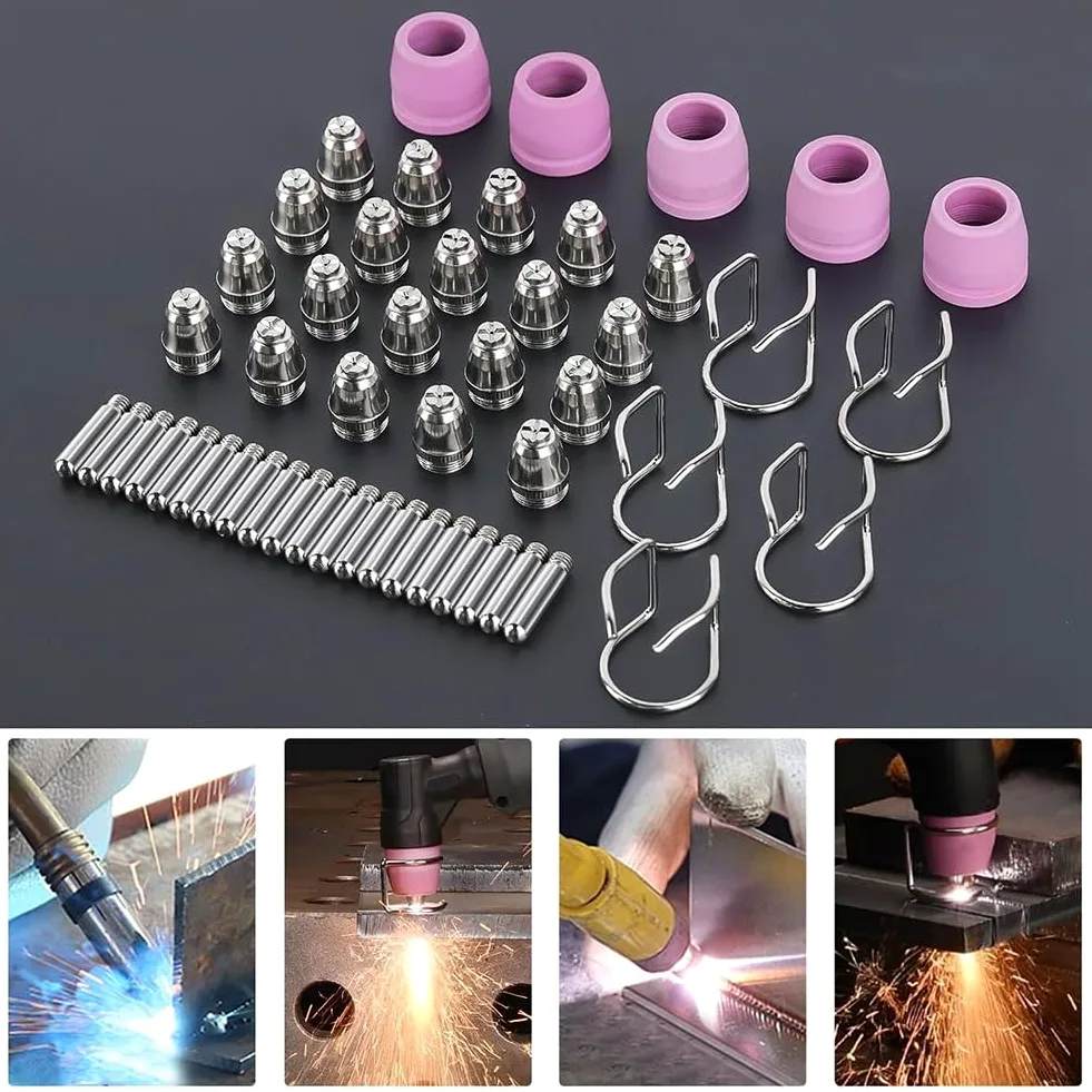 Kit de 50 Consumibles para Cortadora de Plasma AG60P. Incluye Puntas y Boquillas para Antorcha de Corte. Compatible para AG60 y WSD60.