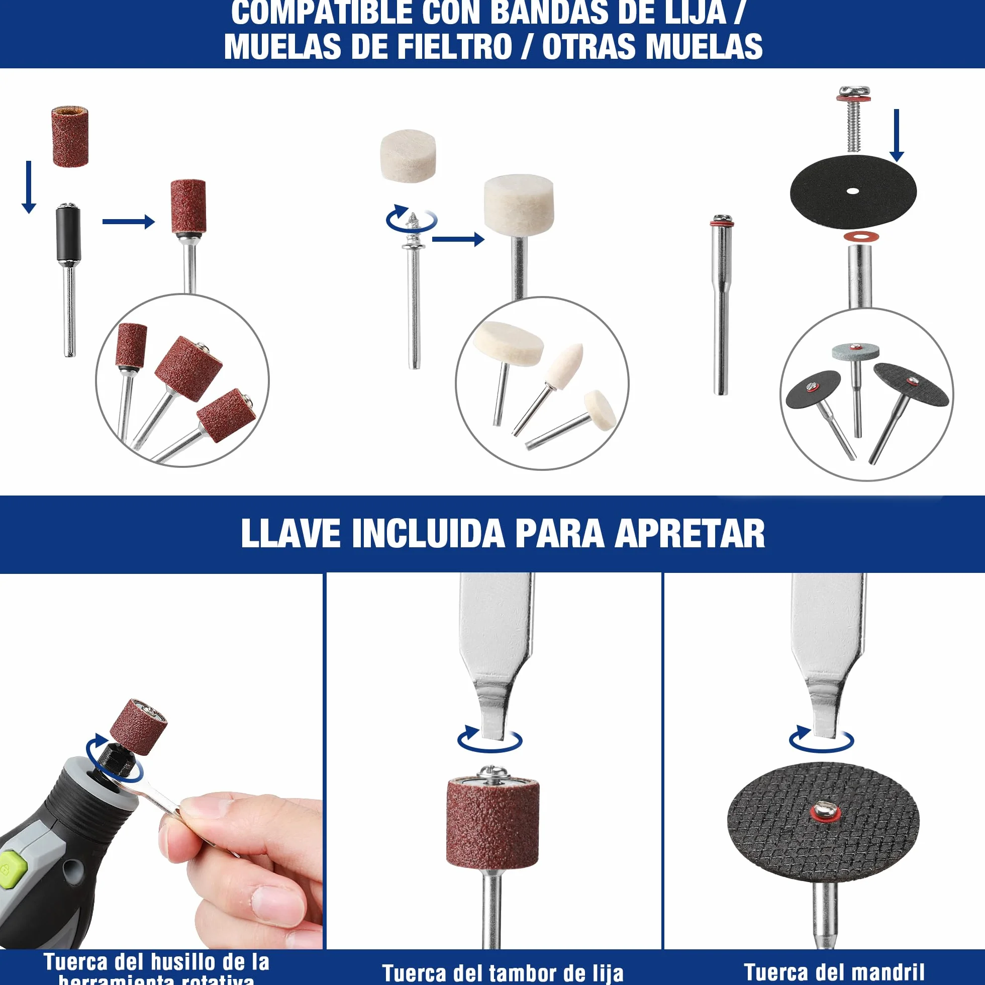 WORKPRO Kit de 698 Accesorios Multifunción para Herramienta Rotativa Dremel u Otro, Juego de Brocas de Herramienta Giratorias para Cortar, Lijar, Moler, Tallar, Pulir, Taladrar y Grabar