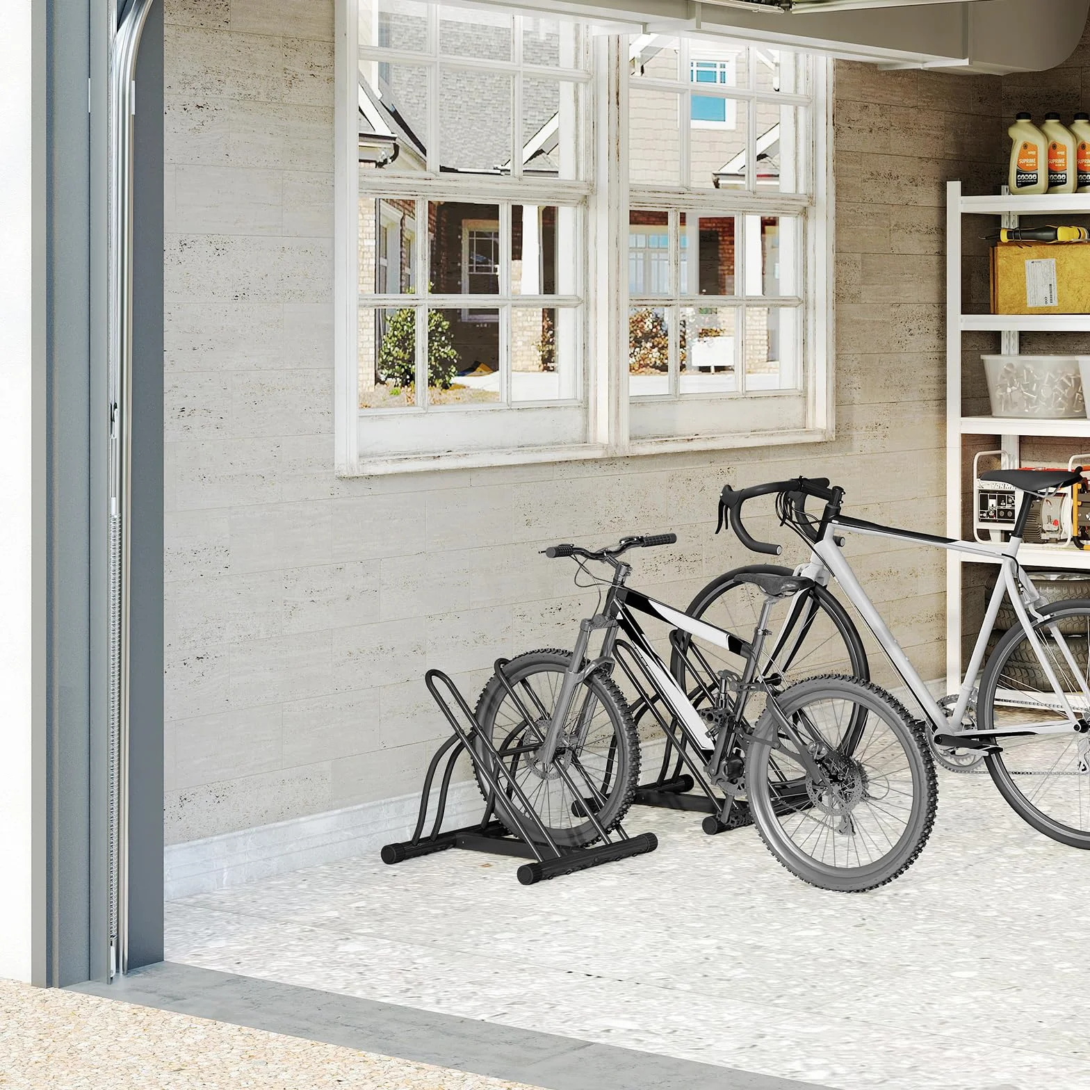 WOLTU Soporte para Bicicletas Exterior 2 Bicicletas Metálico Neumáticos 60 mm Negro