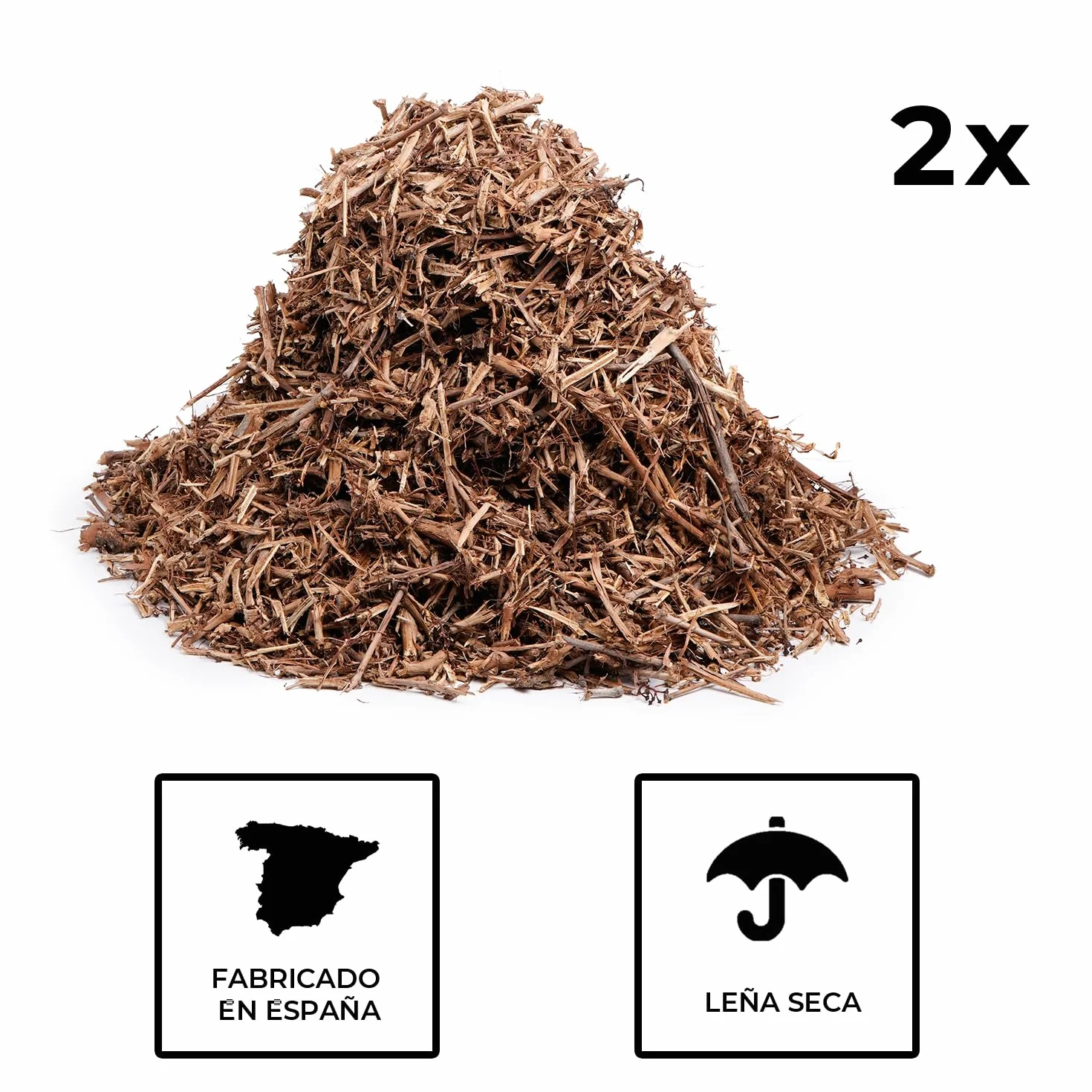 Sarmiento de Vid Trozeado 2x20L Leña de Encendido Rápido 100% Natural Hecho en España