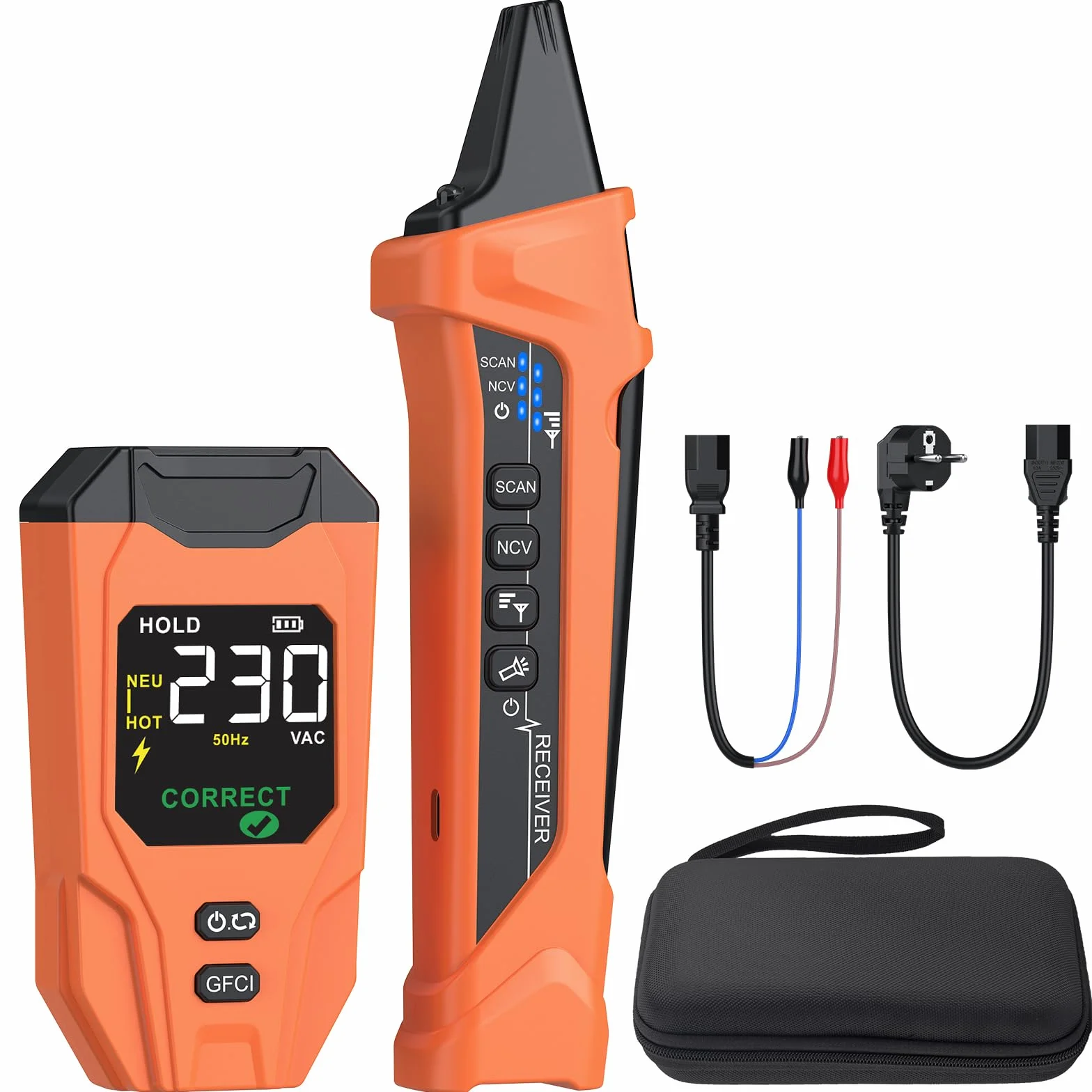 Proster Localizador de Circuitos Eléctricos Kit de Comprobador de Circuito Eléctrico con Función de Probador de Enchufe,Prueba NCV,Linterna para Detección de Fallos Eléctricos en Hogar Oficina Fábrica
