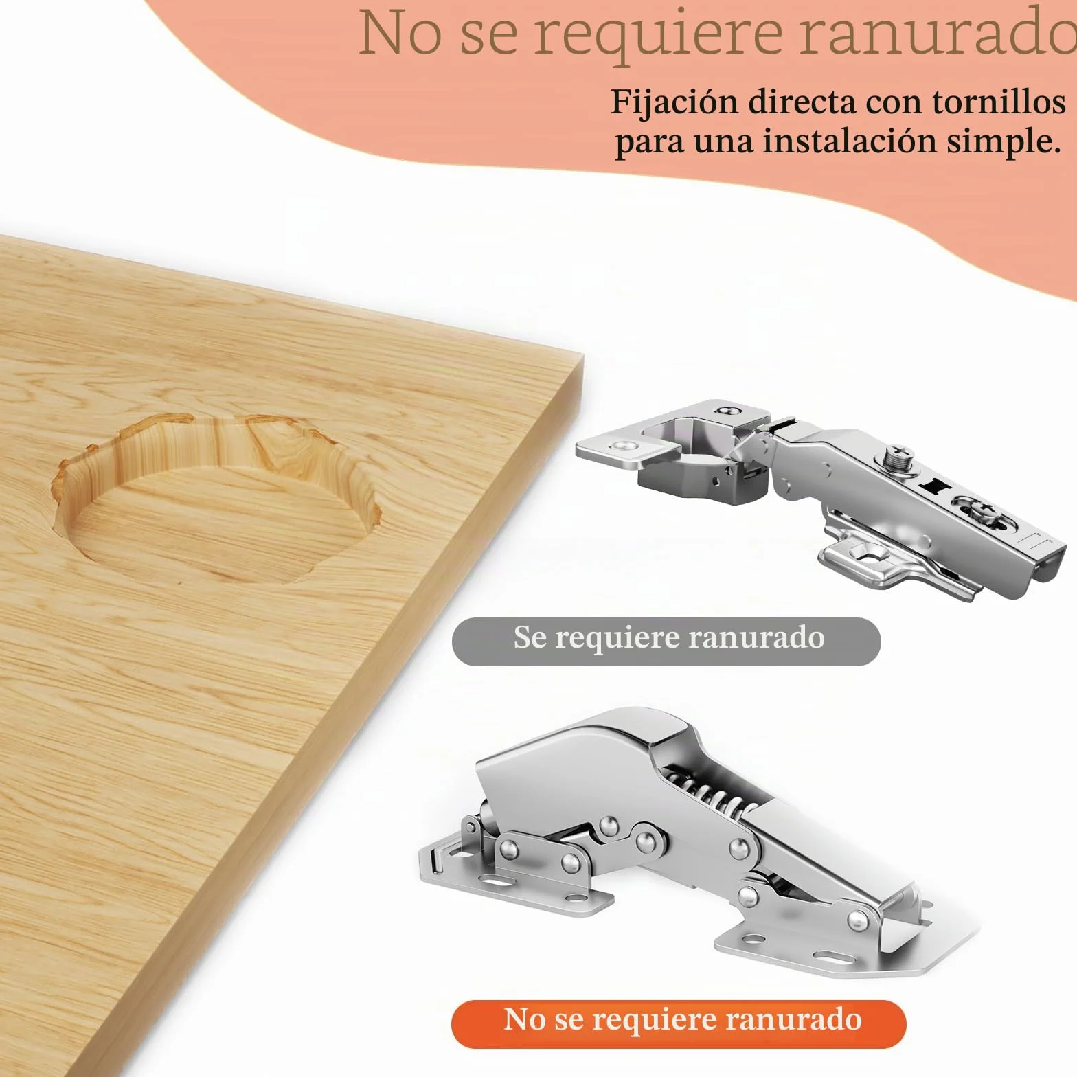 Furniware 4 piezas Bisagras Softclose 90° para Puertas de Armario, Instalación Fácil
