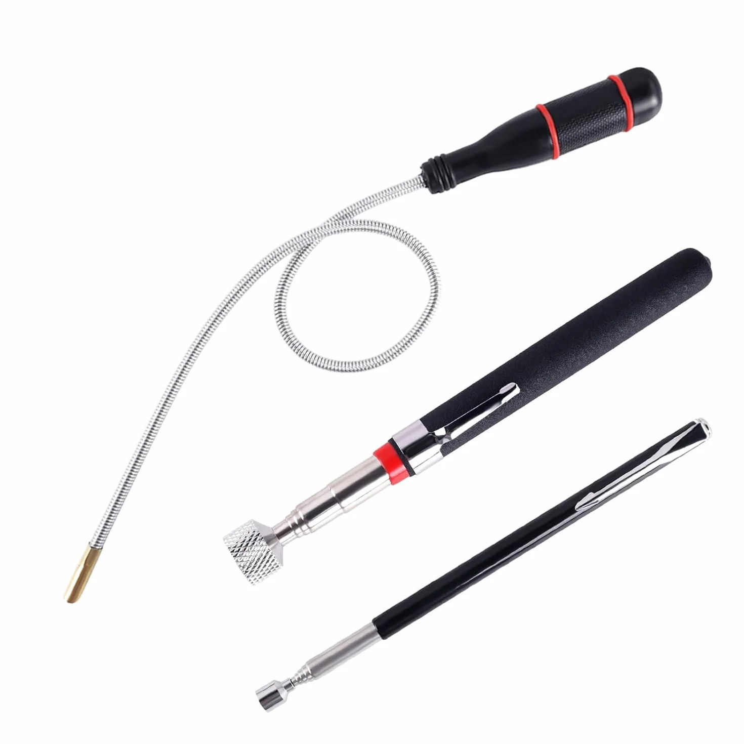 Iman Telescopico Recogedor Magnético Telescópico: 3 Piezas Herramientas de Recogida Iman Flexible - Recogedor Magnético Para Recoger Tornillos y Tuercas y Otros Objetos Metálicos (1.5LB 3LB 5LB)