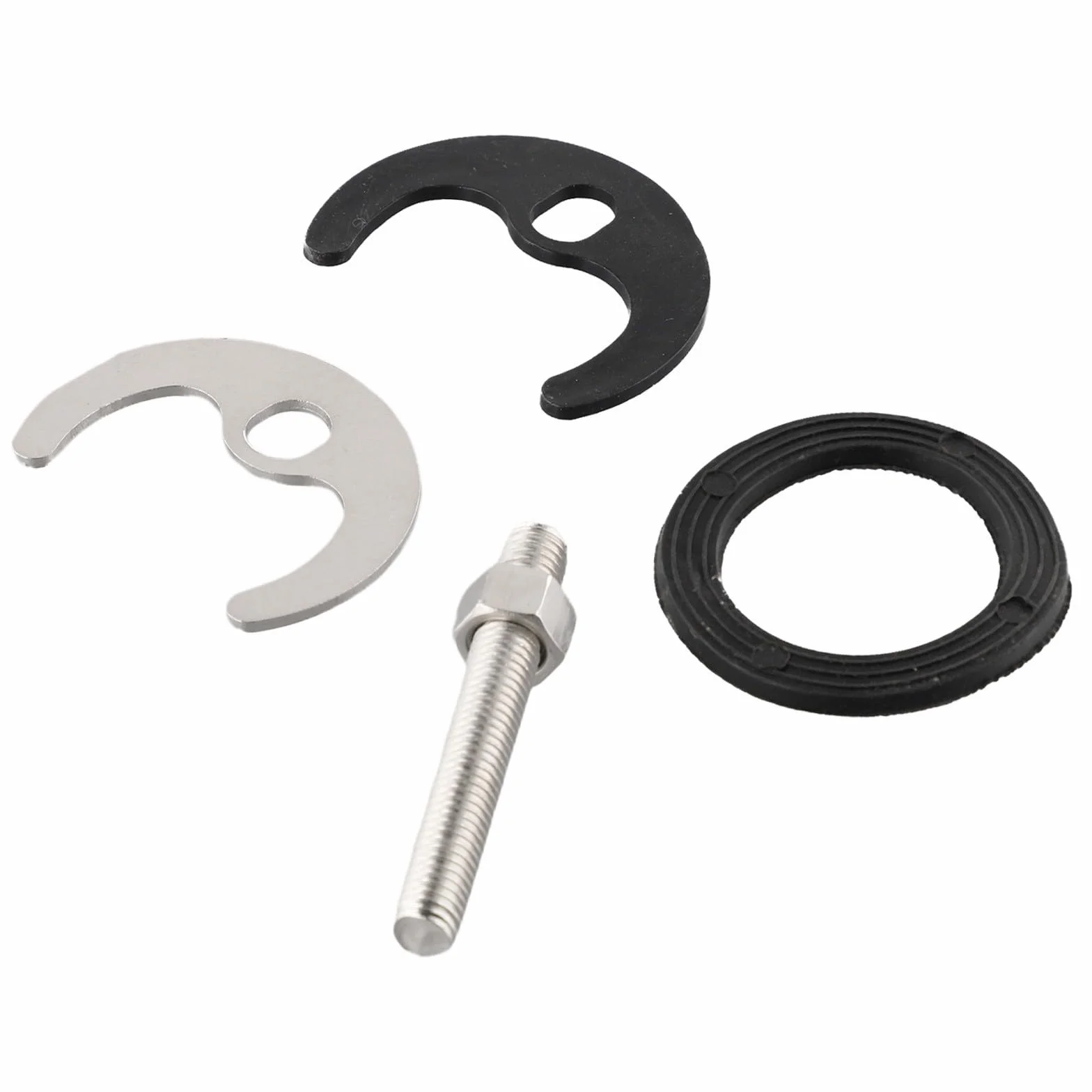 Niceminiwall Kit de reparación de grifo de fregadero de cocina, juego de montaje monobloque de 4 piezas con perno de 60 mm, junta de acero, arandela de goma para grifo de lavabo, piezas de reparación
