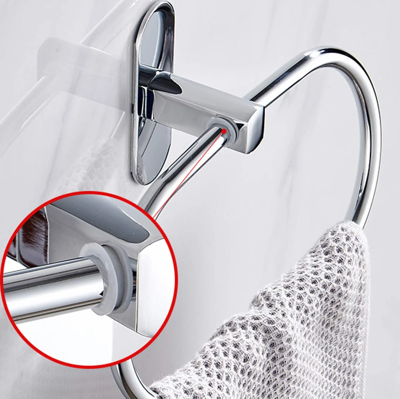 Toallero Adhesivo Fuerte de Acero Inoxidable para Baño sin Taladro, Colgador de Toalla de Aro