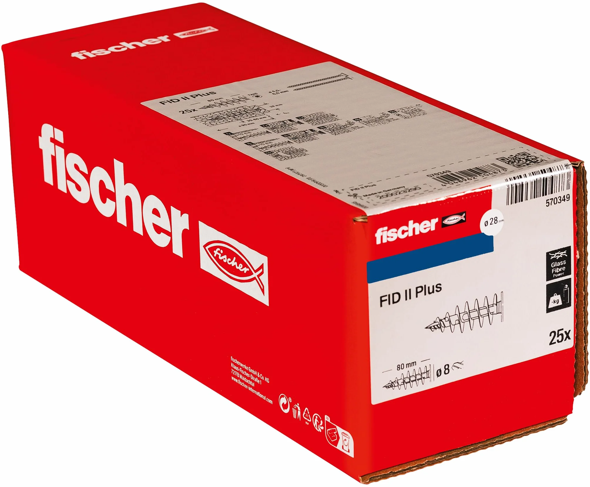 Fischer 570349 Tacos para abrigo, gris, 80 mm