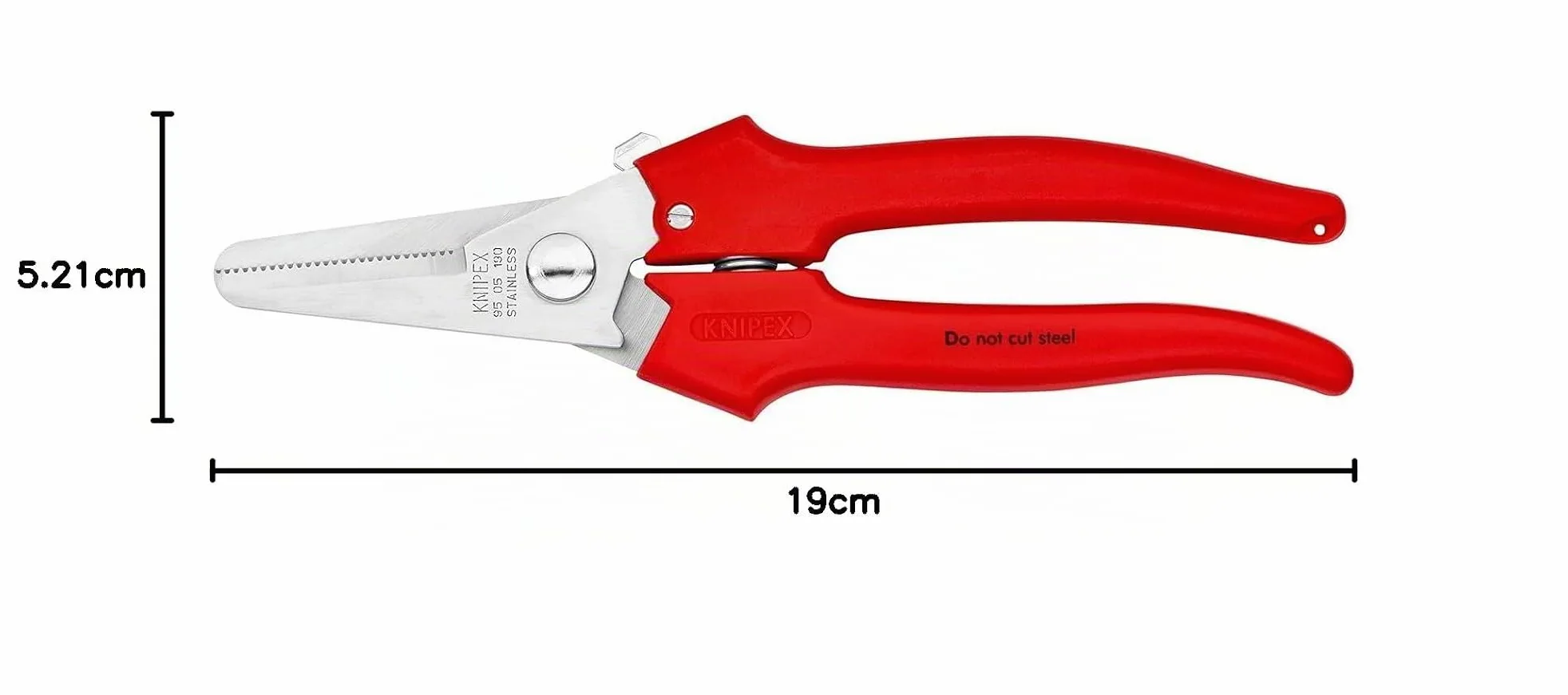 KNIPEX Tijeras universales con revestimiento de plástico 190 mm, 95 05 190