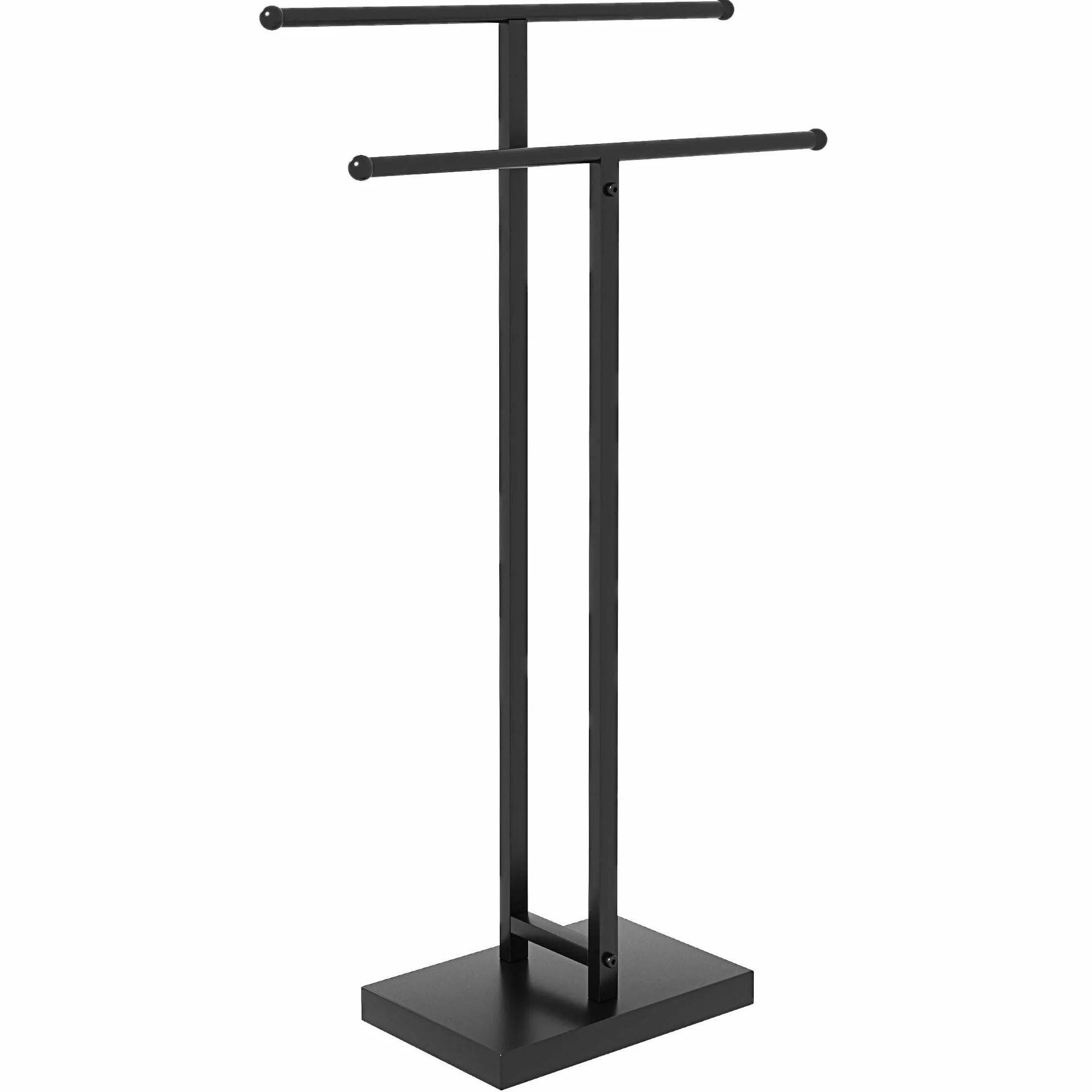 HOMCOM Toallero de Pie de Metal, Toallero Escalera de Baño con 2 Barras en Forma de T, Estilo Moderno, 50x18,5x85 cm, Negro