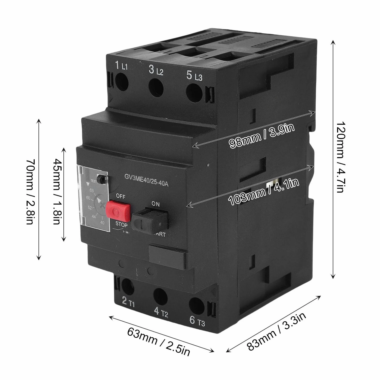 Disyuntor de Protección del Motor Disyuntor del Motor Magnético Térmico Montaje en Riel de 35 Mm Botón de Arranque del Manual con Material Retardante para AC-3 Clase