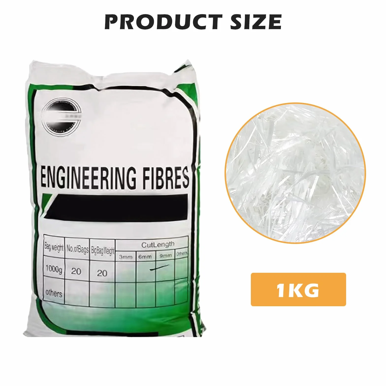1 kg de fibra de polipropileno, fibras de poliéster para hormigón, yeso, mortero de cemento, 12 mm de resistencia de refuerzo de fibras de polipropileno, previene el agrietamiento, reduce la