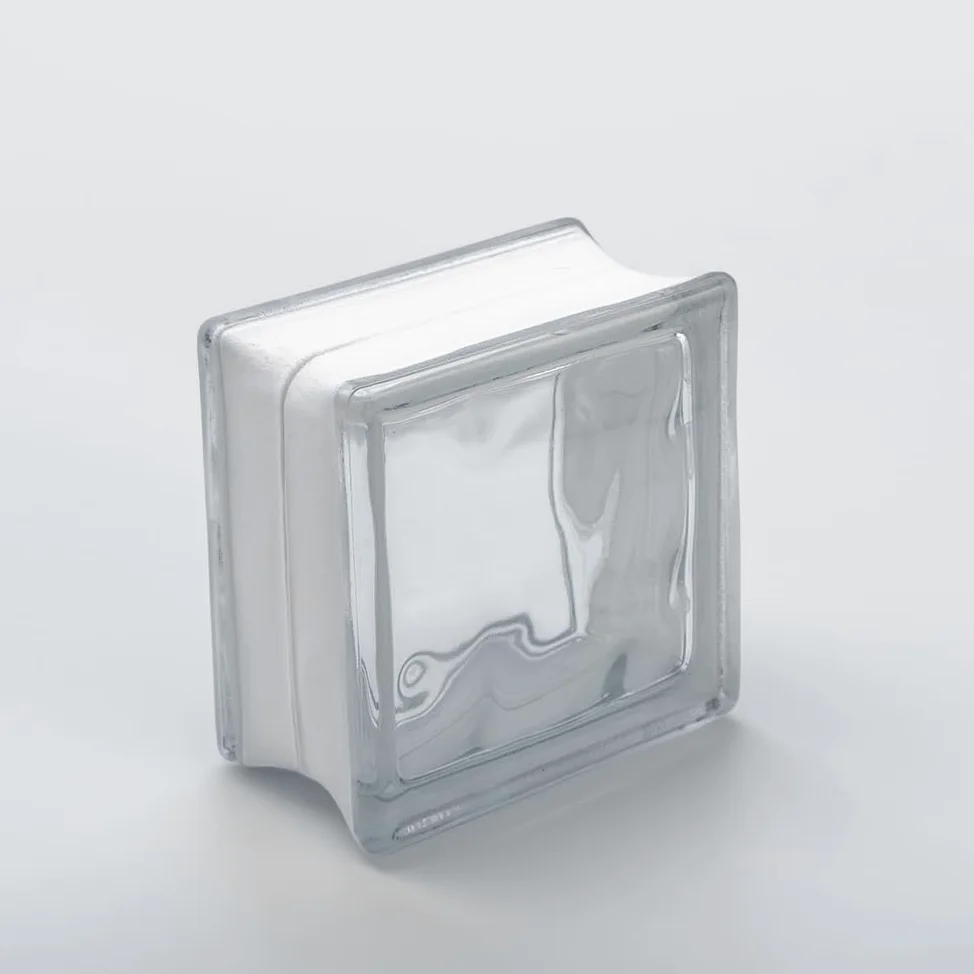 Ladrillo de vidrio básico nube transparente brillante 14,5x14,5x8 cm - 5 piezas