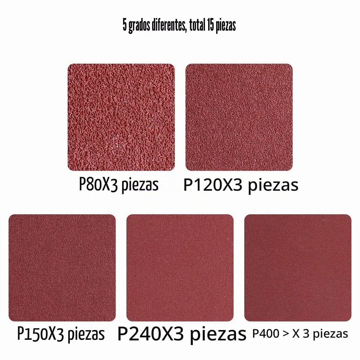 STEBRUAM Bandas de Lija 75 x 457 mm, 15 Piezas, Granos 80/120/150/240/400 para Lijadora de Banda