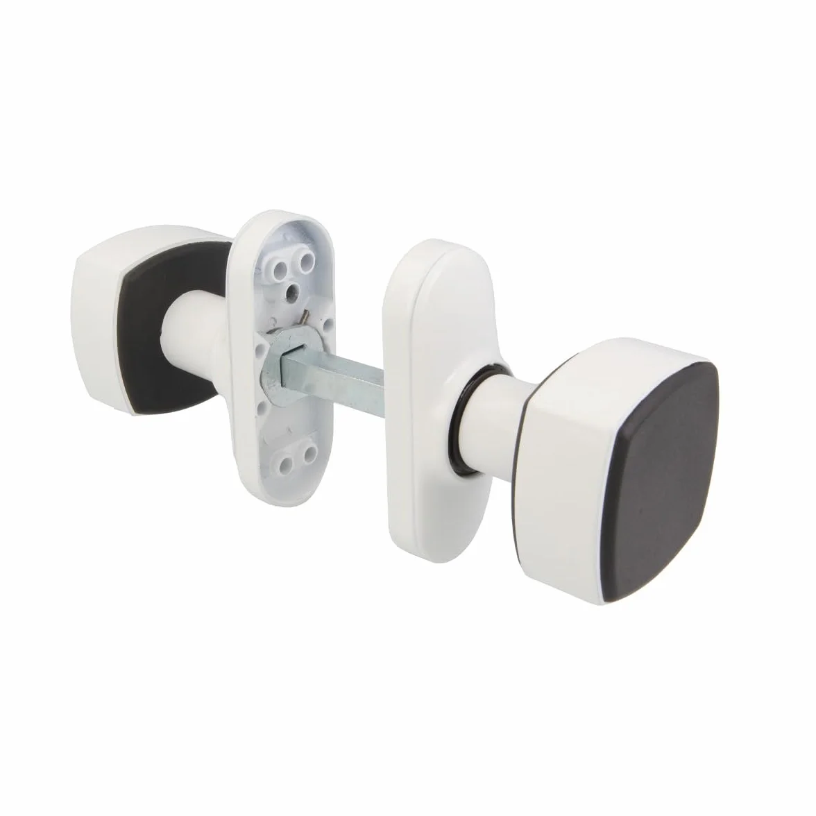 Amig - Juego de Pomos Cuadrados con Placa Estrecha Mod. 6807-81 x 31 mm - Para Puertas de Interior - Ideal en Dormitorios, Baños y Despachos - Aluminio Blanco