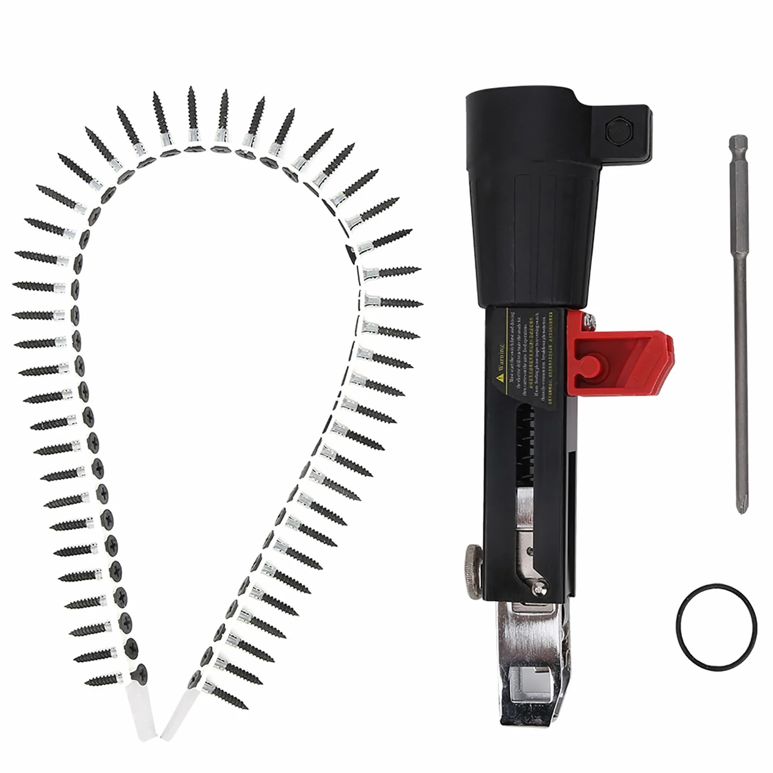 Pistola de clavos de cadena automática Aleación de aluminio Negro Equipo de apriete automático de alimentación de clavos Accesorios de taladro eléctrico para bricolaje