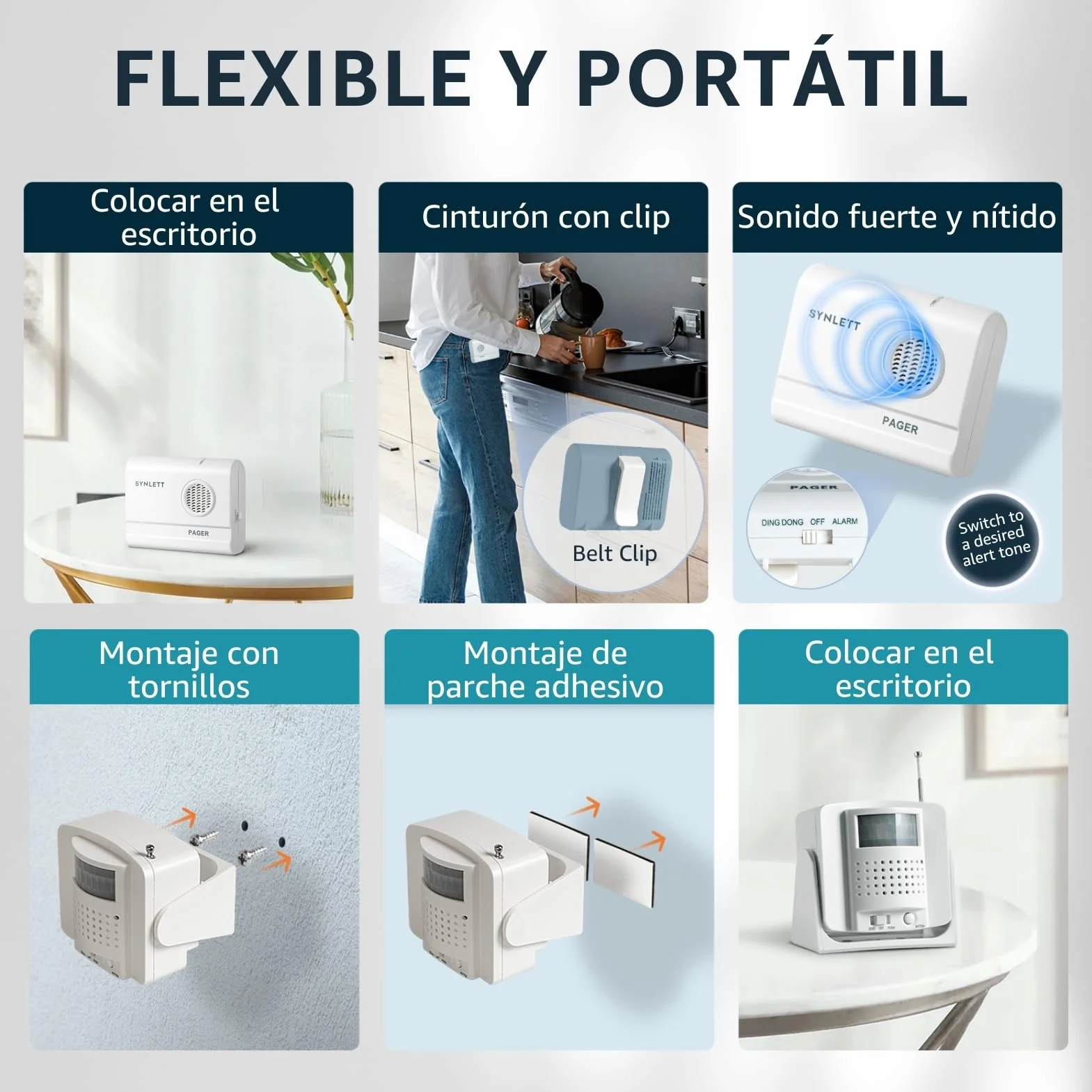 Buscapersonas con Sensor de Movimiento y Pager Portátil Sistema Alarma Cama Ancianos Teleasistencia Prevención Caídas