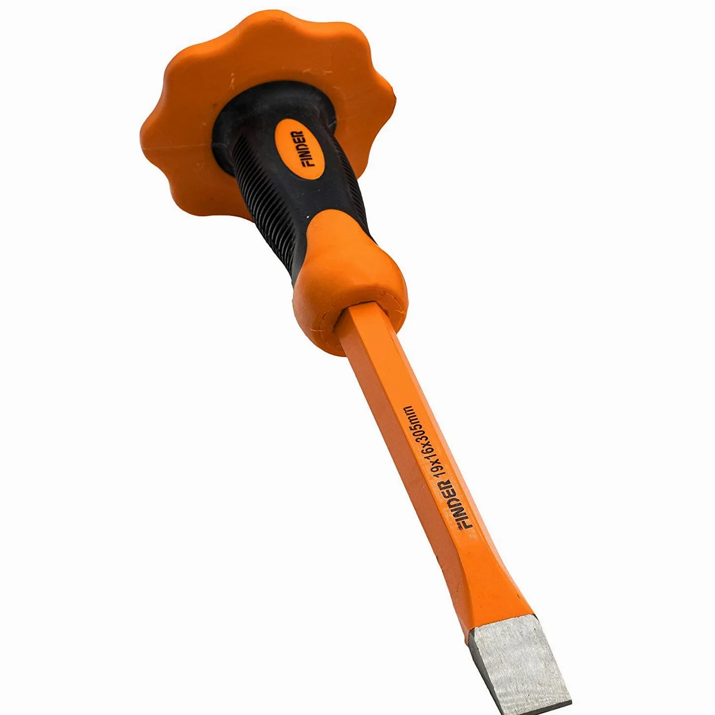 Finder 12'' Cincel de cabeza plana Con protección para las manos,Tarea pesada Cortafríos para Demoledora/Mampostería/Madera/Tallado/Hormigón Elrompedor