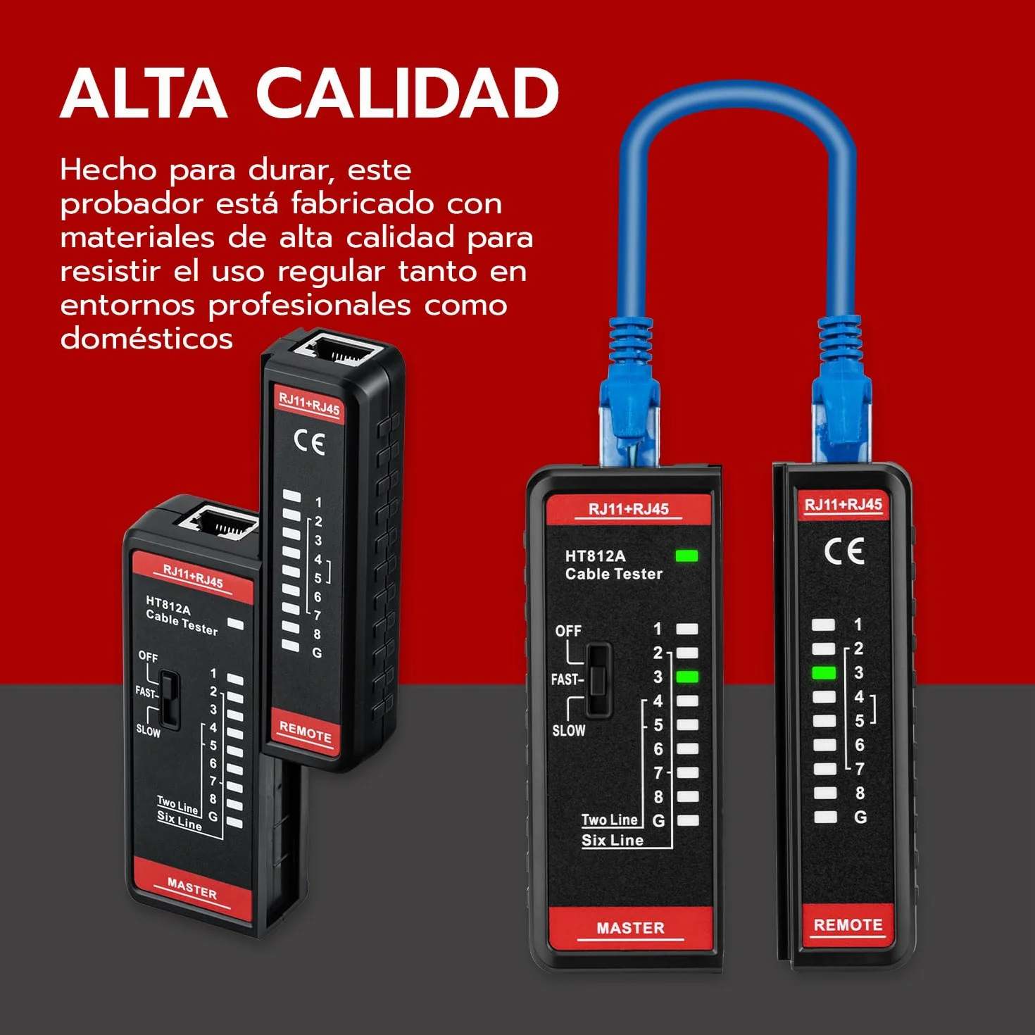 Mcbazel Comprobador de Cables de Red RJ11 RJ45, Tester LAN para CAT6A CAT6 CAT5E CAT5