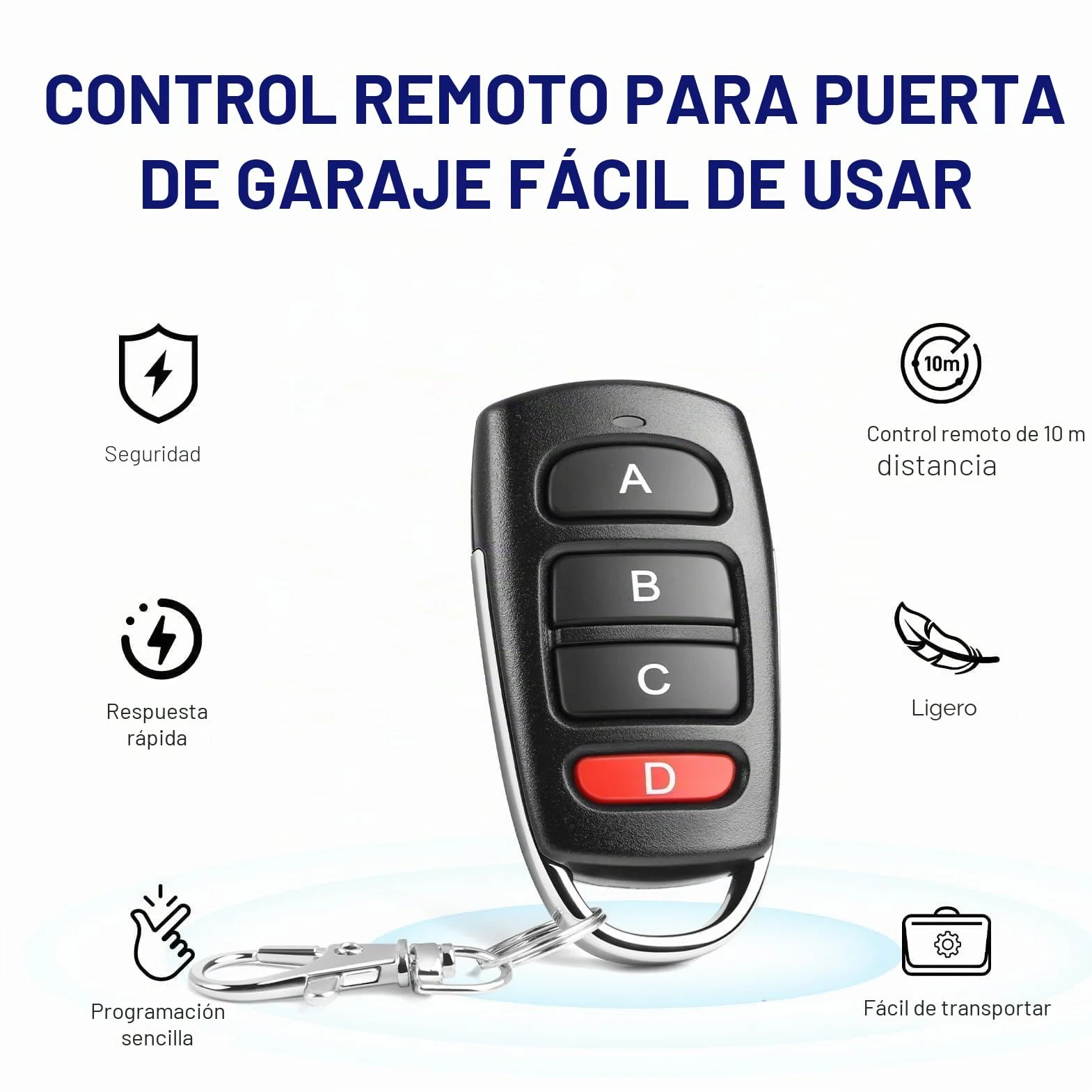 4 Piezas Mandos Garaje Universales 433Mhz, Clonador Mando Garaje con 4 Botones, Mando a Distancia Garaje Inalámbrico Reemplazo, Duplicador Puerta Garaje Codigo Fijo para Puertas de Garaje y Cancelas