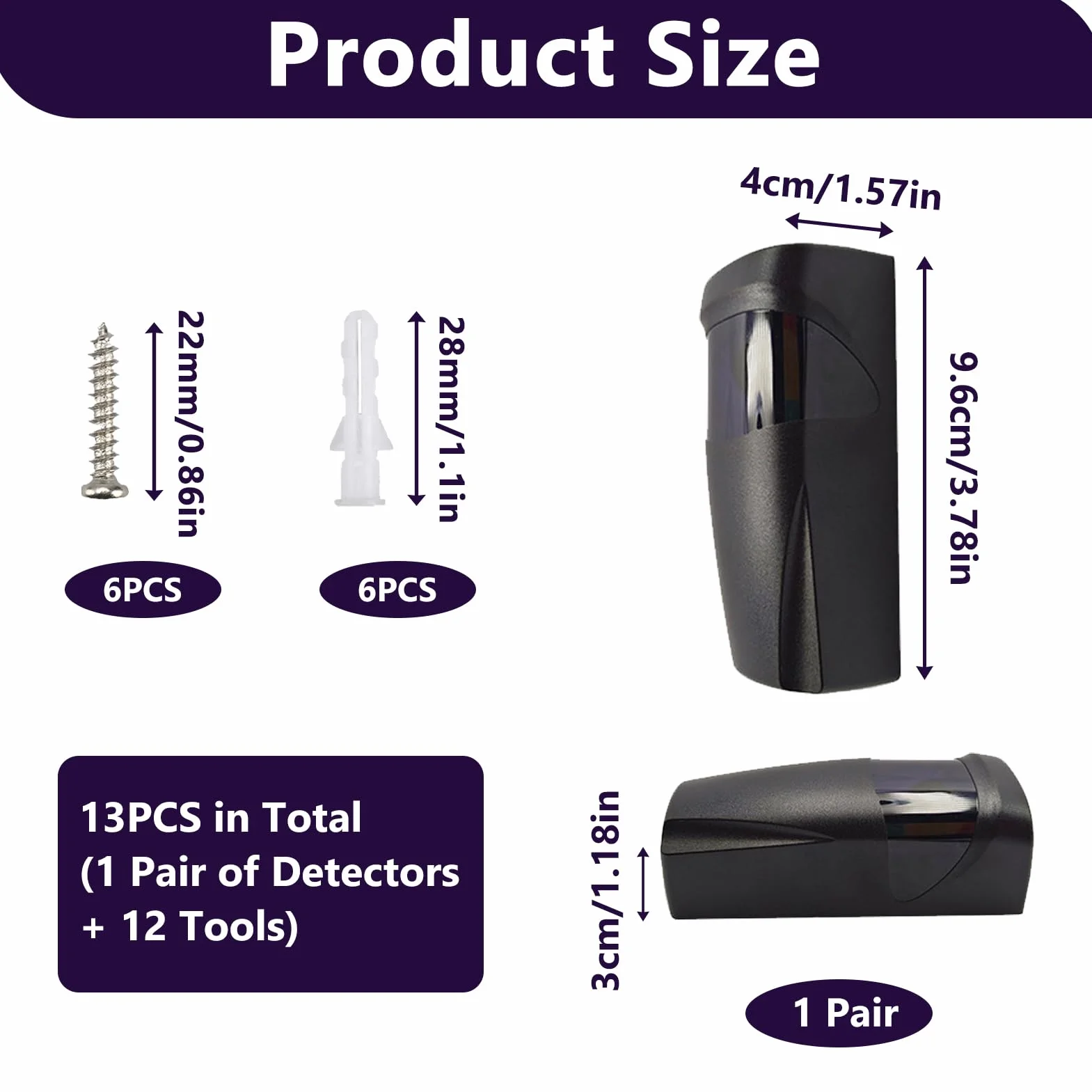 Fotocélulas Infrarrojos Universales, Fotocelula Sensor Puerta Garaje, para Automatización de Puertas y Cancelas de Garaje, Ajustables 180°, Protección IP55, con Filtro Solar, Compatible AC/DC 12-24V