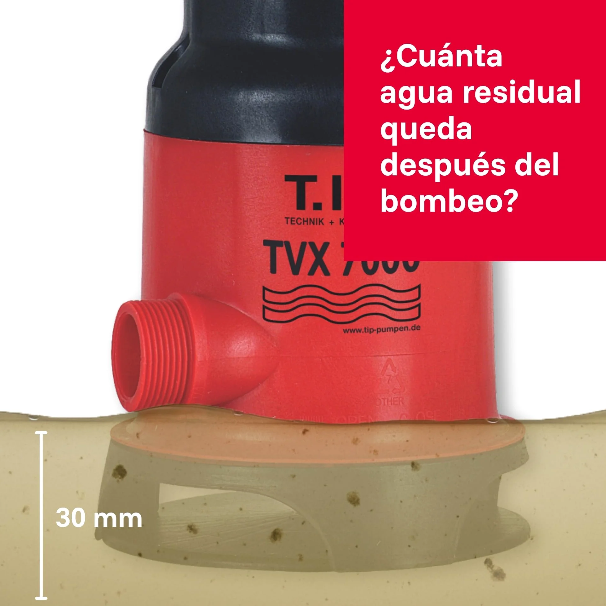 T.I.P. 30268 Bomba de inmersión para aguas residuales TVX 7000