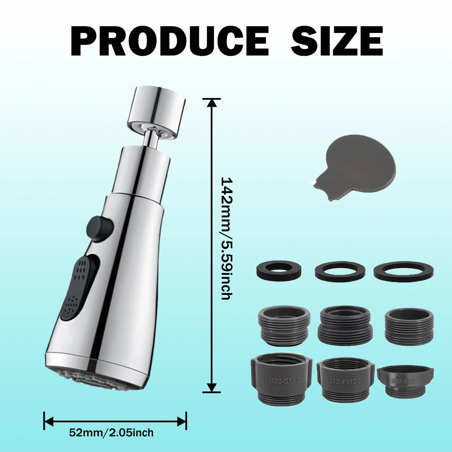 Aireador grifo cocina 360° giratorio filtro 3 modos antisalpicaduras atomizador