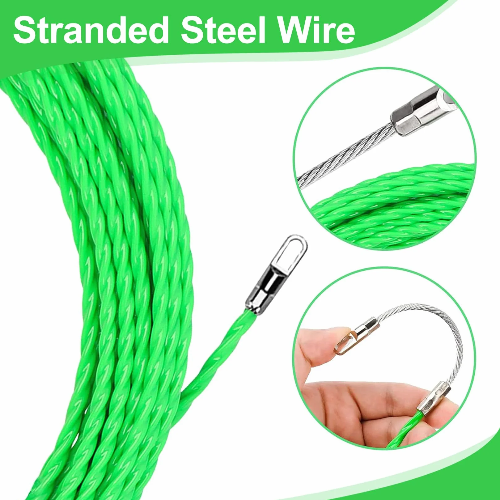 Cinta de Tracción Espiral para Cables, Ayuda para Tirar Cables con Resorte, 30 m