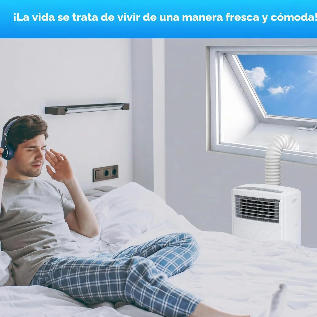 Cubierta Aislante de Tela para Ventanas 400CM para Aparatos De Aire Acondicionado Portátiles y Secadoras. Fácil Instalación con Cremallera y Cinta Adhesiva. Evita Aire Caliente