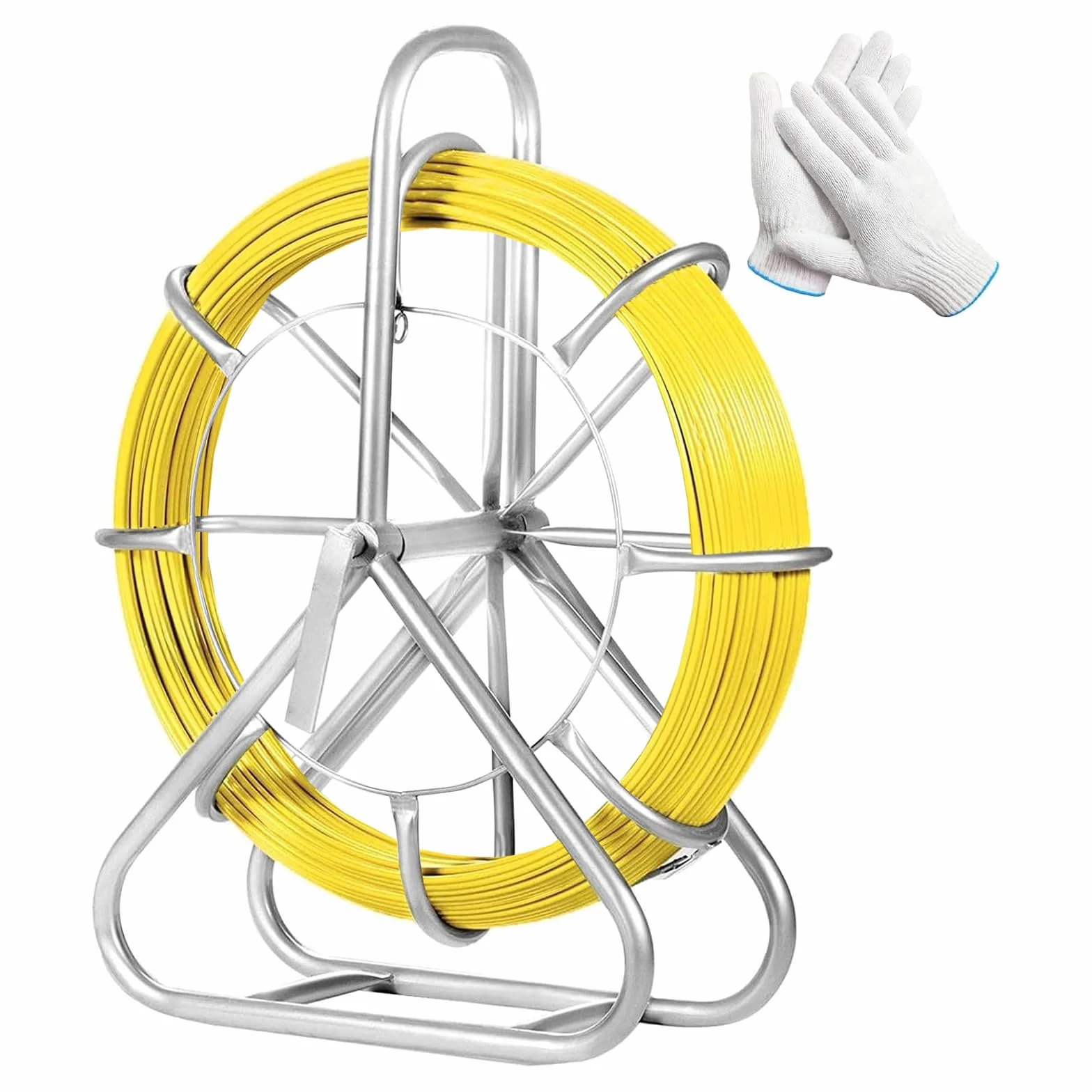 Rodder de conducto de fibra de vidrio 6 mm x 130 cm con soporte y freno de acero, no conductivo