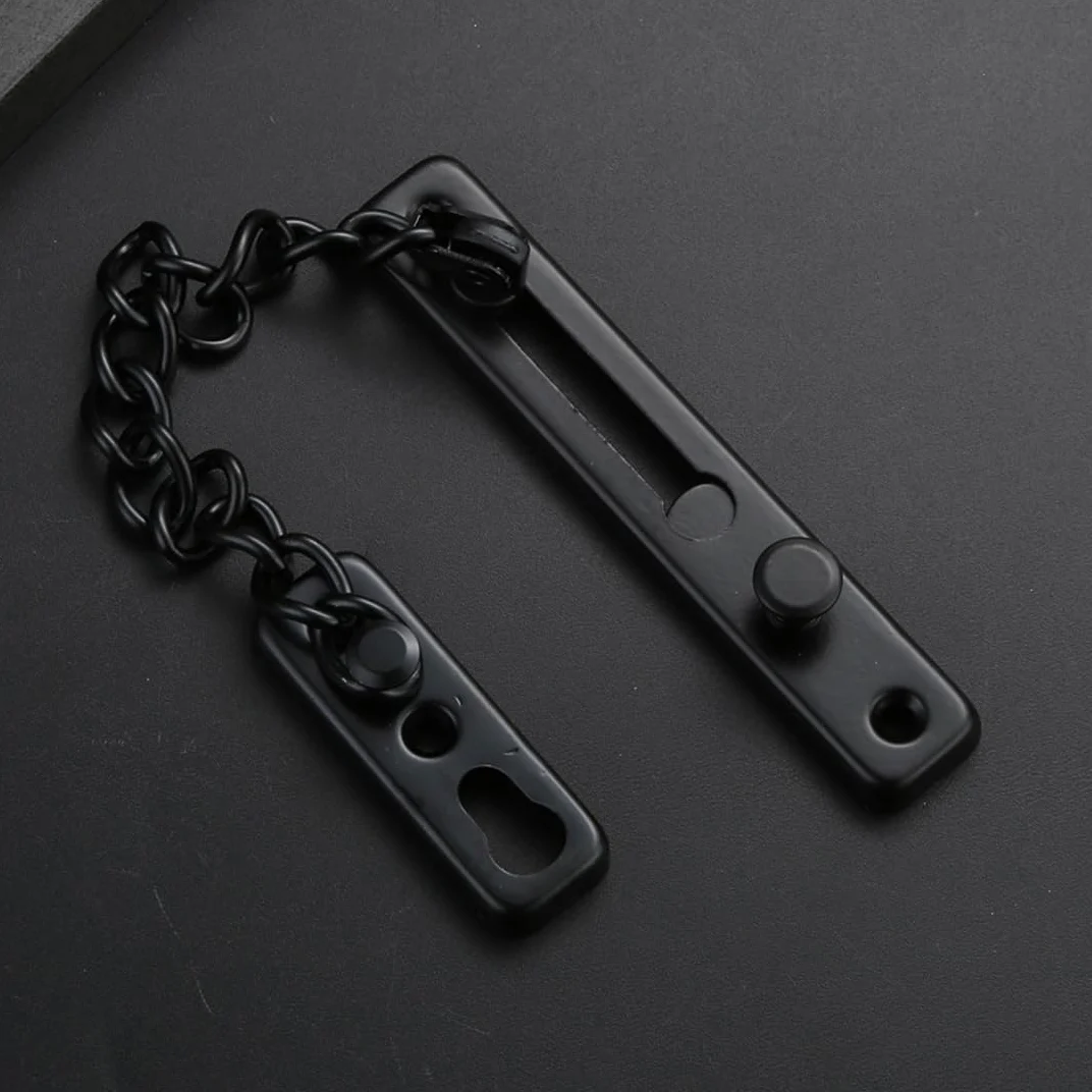 Cadena Puerta - 1 pcs Cadena Seguridad Puerta,Cerradura Puerta Interior Cadena Seguridad Puerta Negro Acero Inoxidable con Tornillos para Puerta Interior y Seguridad del Hogar