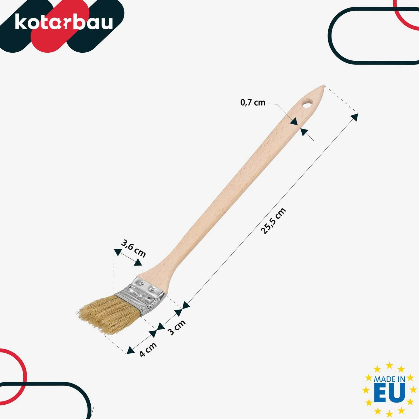 KOTARBAU® Juego de 10 brochas Planas para radiador con Mango de Madera, 36 mm, Pincel en Forma Curva, acodada, Mango Plano y Alargado para Superficies de difícil Acceso, Brocha para radiadores, 10u