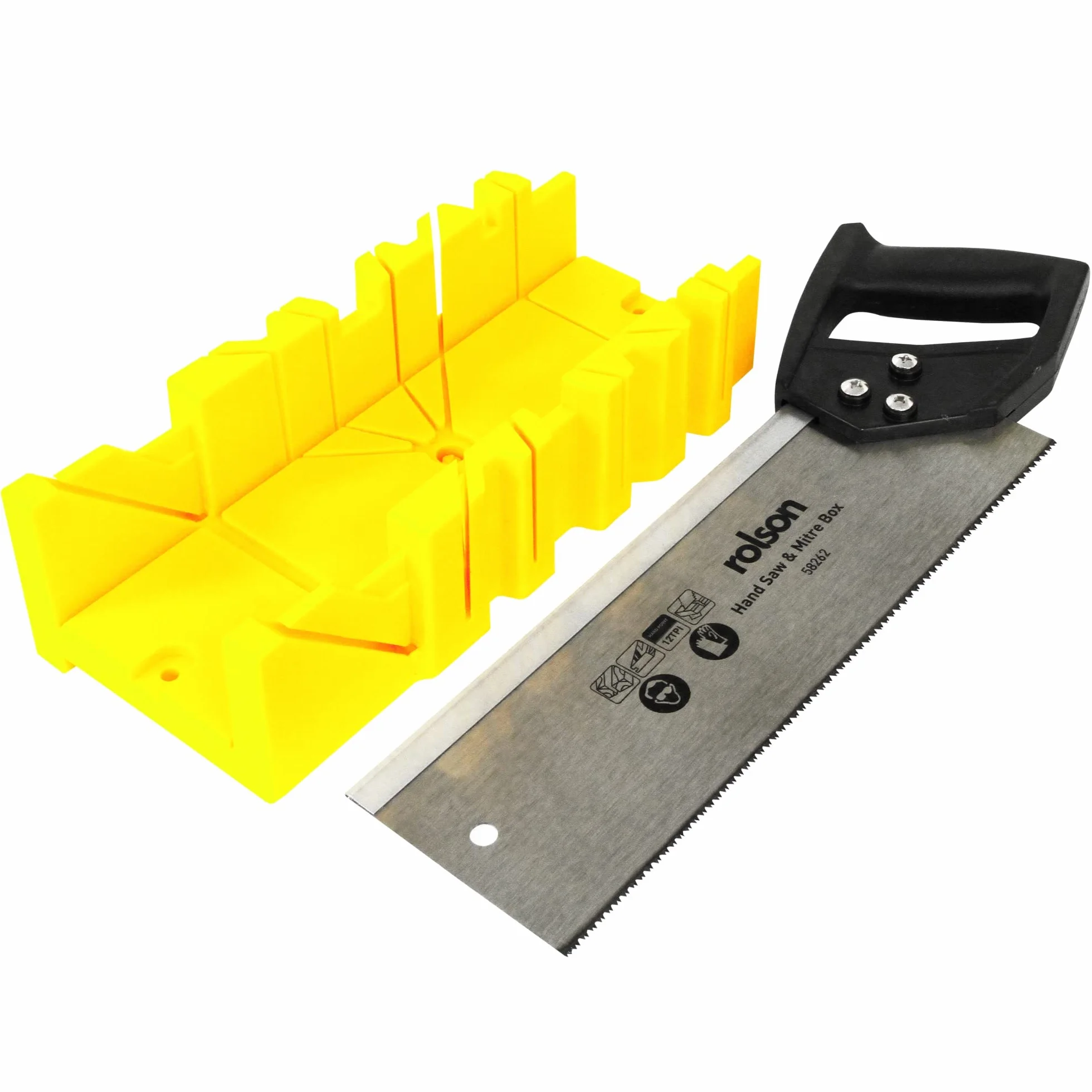 Rolson 58262 - Caja de ingletadora con sierra de tenón, color negro