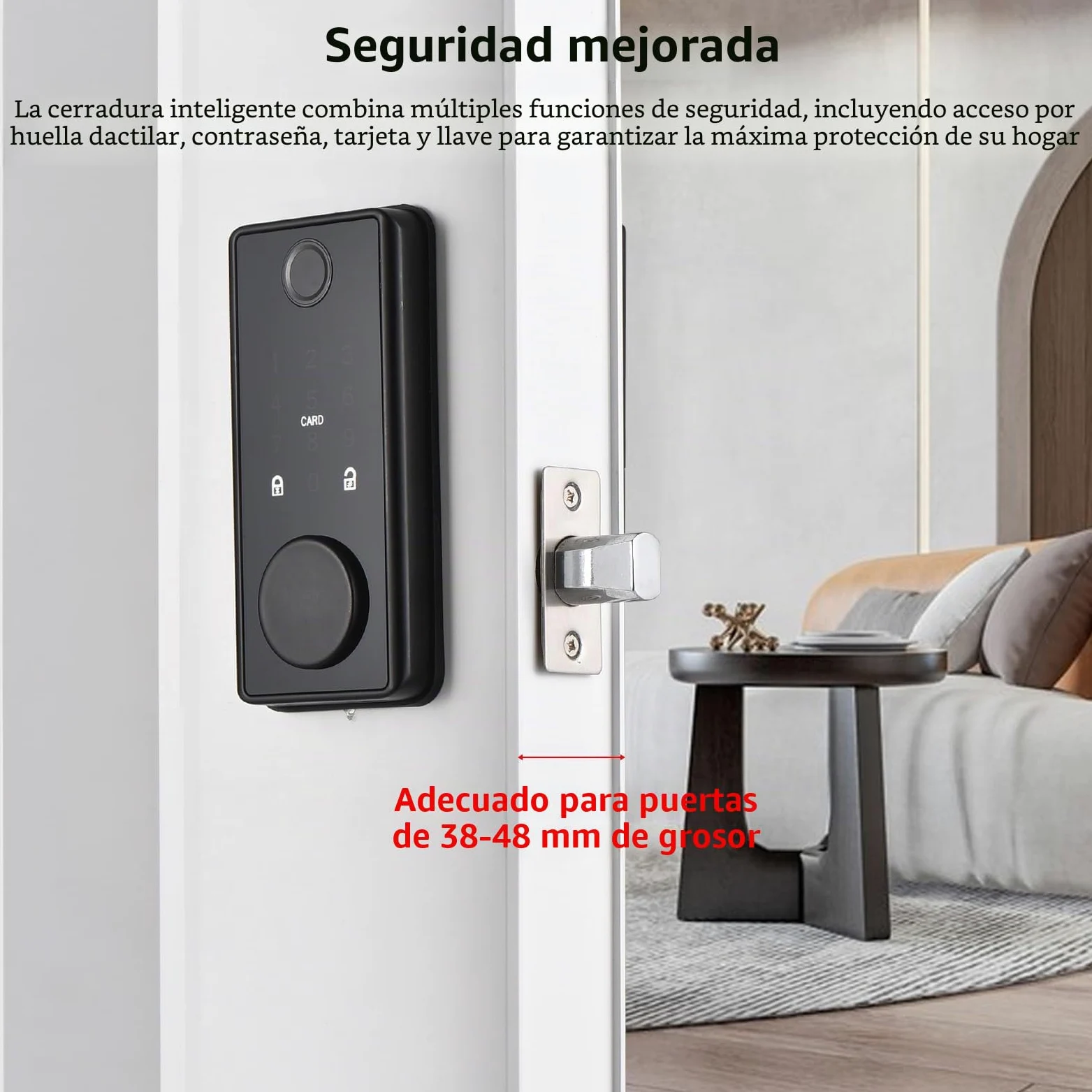 Smart Lock BT Cerradura de puerta sin llave TY APP huella dactilar tarjeta RFID 5 métodos de desbloqueo cerradura de puerta de aleación de aluminio para puertas de oficina de 35 – 60 mm de