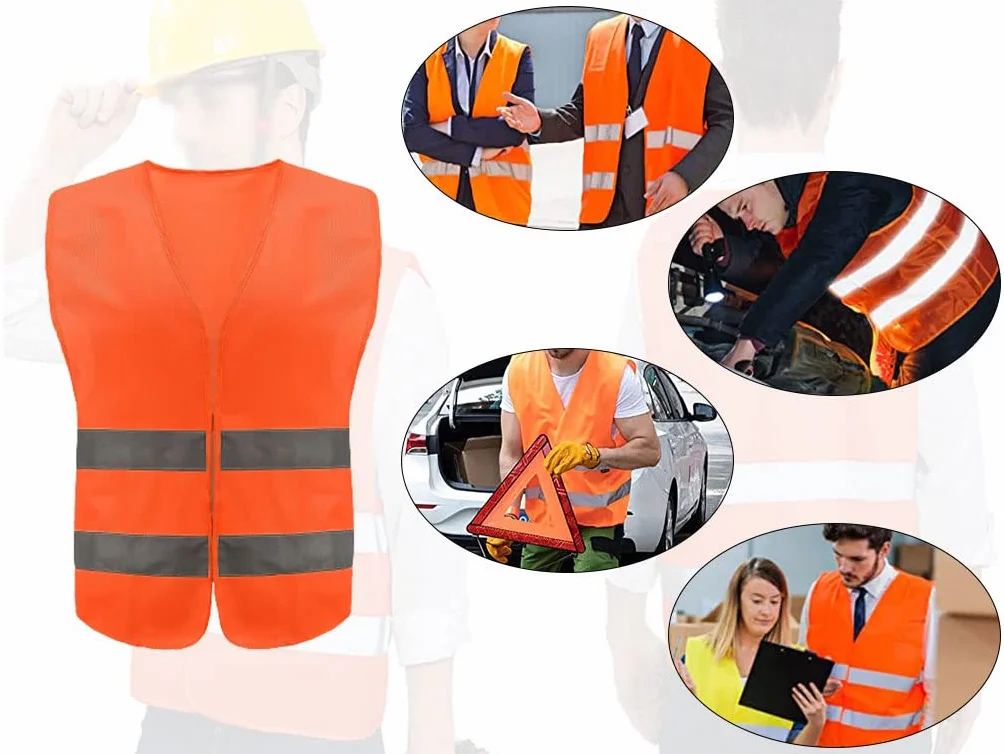 Anlising Chaleco Reflectante,10PCS Chaleco de Seguridad,Chaleco Reflectante de Seguridad, Chaleco de Seguridad de Alta Visibilidad,Auto Chaleco De Seguridad,para Correr,Conductor, Limpiadores(Naranja)